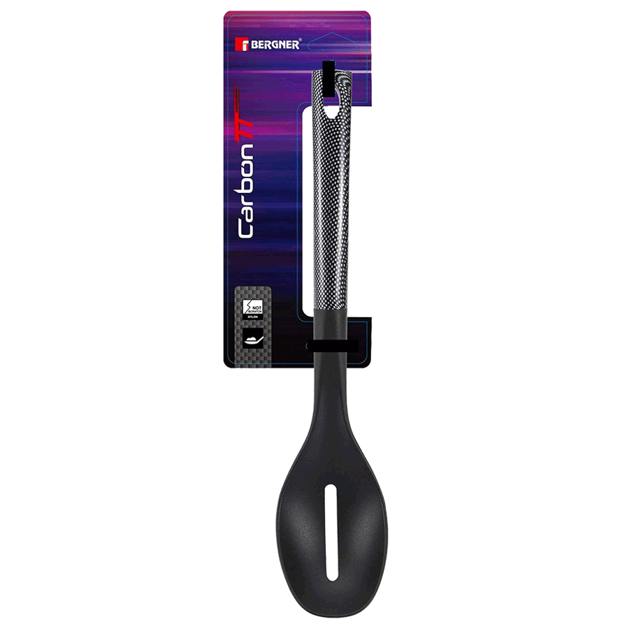 Bergner Carbon TT Nylon Slotted Spoon (Heat-Resistant Head, Black)_3