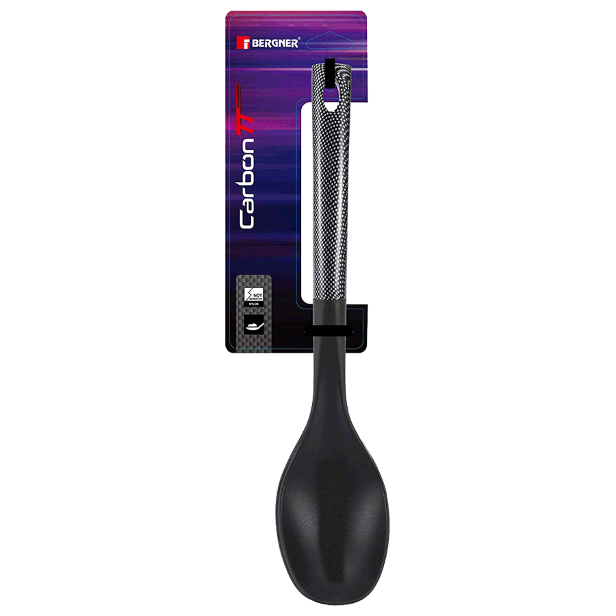 Bergner Carbon TT Nylon Solid Spoon (Heat-Resistant Head, Black)_3