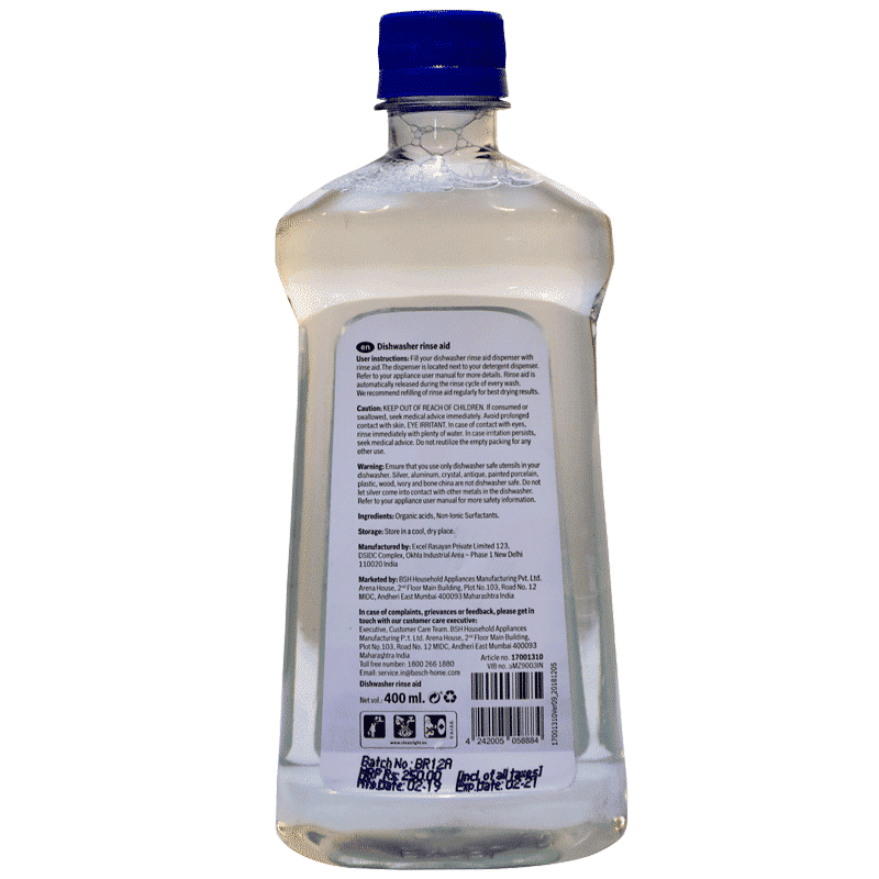 BOSCH Rinse Aid for Dishwasher ( 400 ml, 17001310, Blue)_3