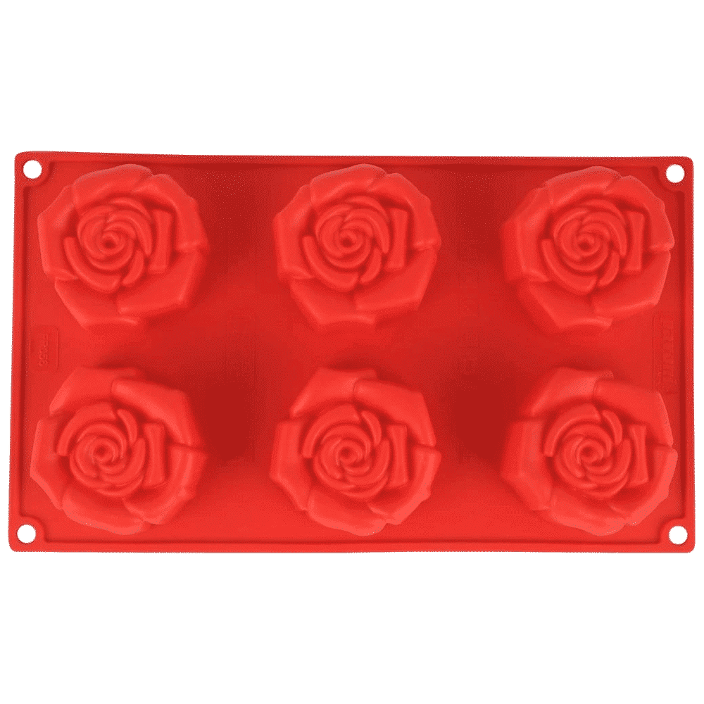 WONDERCHEF Pavoni Rosa Fiorita 6 Portions Mould (Good Elasticity, 63152910, Red)_1