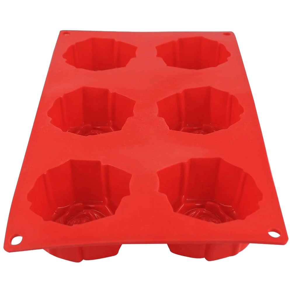 WONDERCHEF Pavoni Rosa Fiorita 6 Portions Mould (Good Elasticity, 63152910, Red)_7
