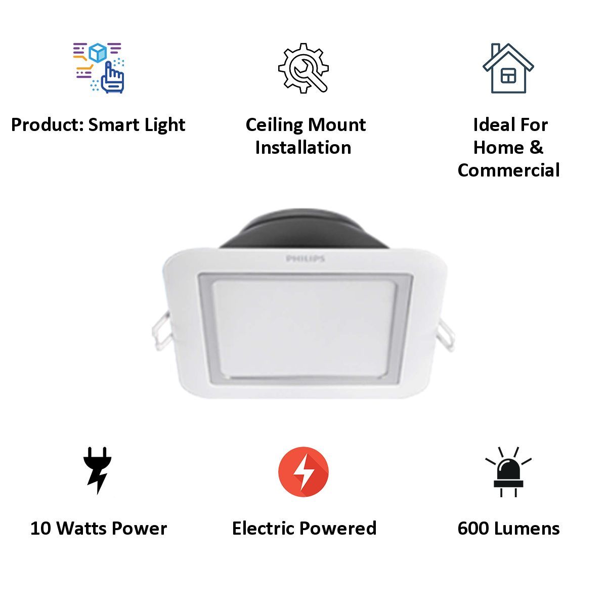 PHILIPS Hue Electric Powered 10 Watt LED Square Downlight (915005301001, White) PHILIPS Hue Electric Powered 10 Watt LED Square Downlight (915005301001, White)_3