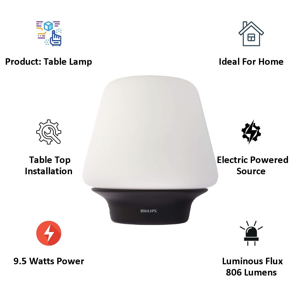 PHILIPS Hue Electric Powered Dimmable LED Table Lamp (915005401201, White) PHILIPS Hue Electric Powered Dimmable LED Table Lamp (915005401201, White)_4