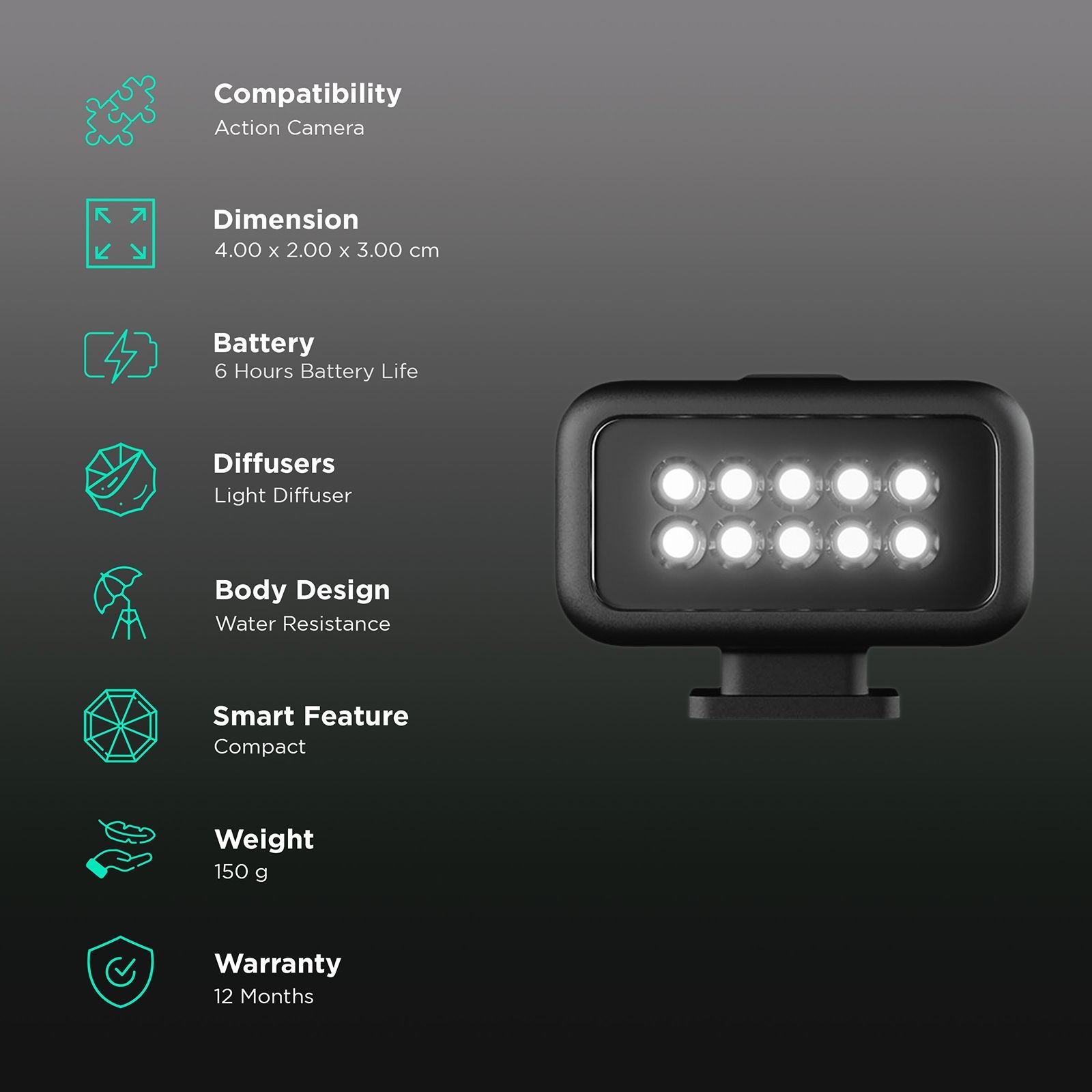 GoPro ALTSC-001-EU Light Mod for Hero 8 (Water Resistance, Black)_2