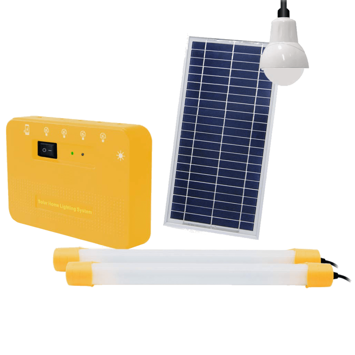 Agni Solar Home Lighting Kit 5 8 Watts Solar LED Bulb & Tube Light (Poly Crystalline Solar Panel, AG-501, Yellow)_1