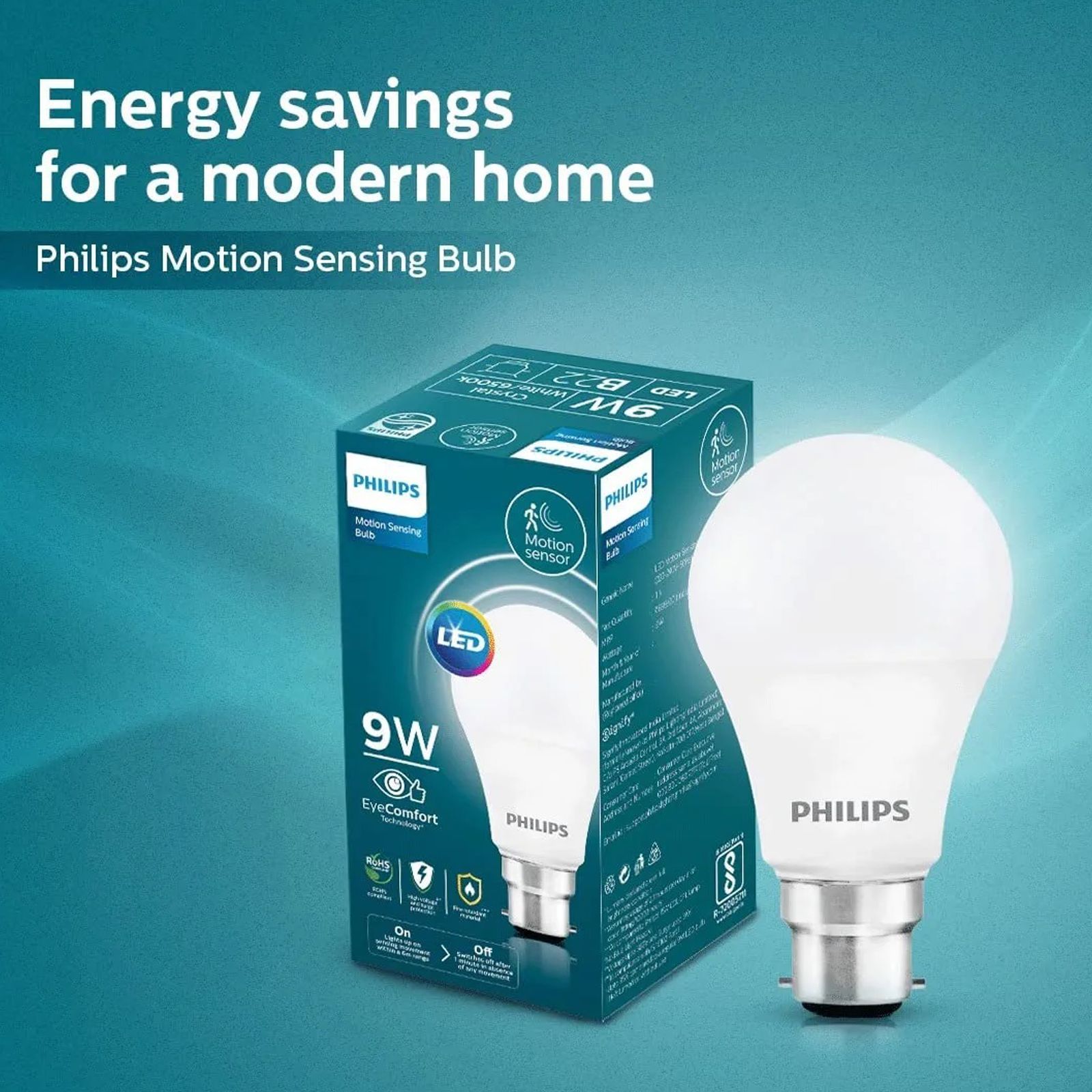 PHILIPS B22 9 Watts Electric Powered LED Bulb (900 Lumens, 929003546413, Crystal White)_2