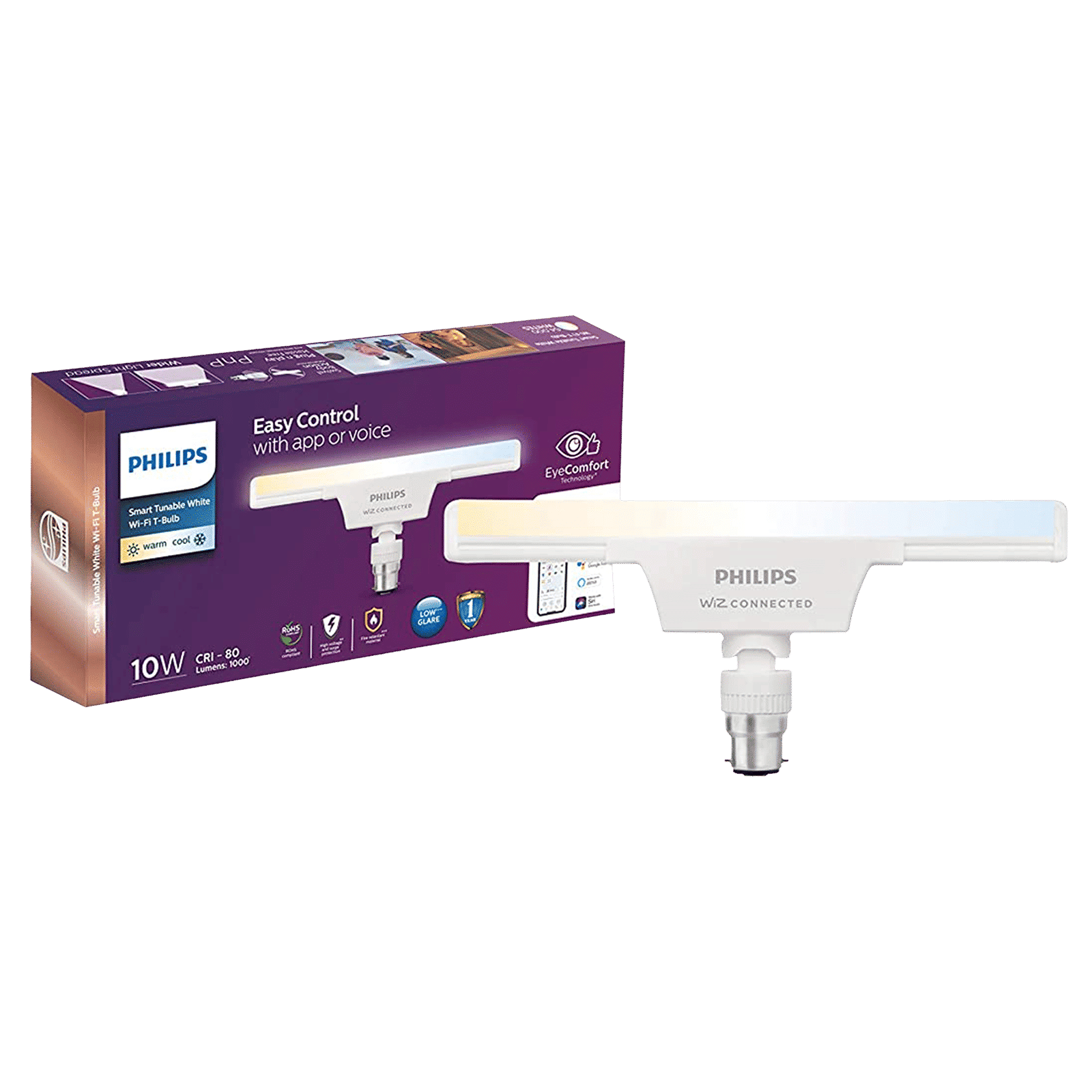 PHILIPS T-Bulb 10 Watts Electric Powered Wi-Fi LED Light (1000 Lumen, 929003071013, White)_2