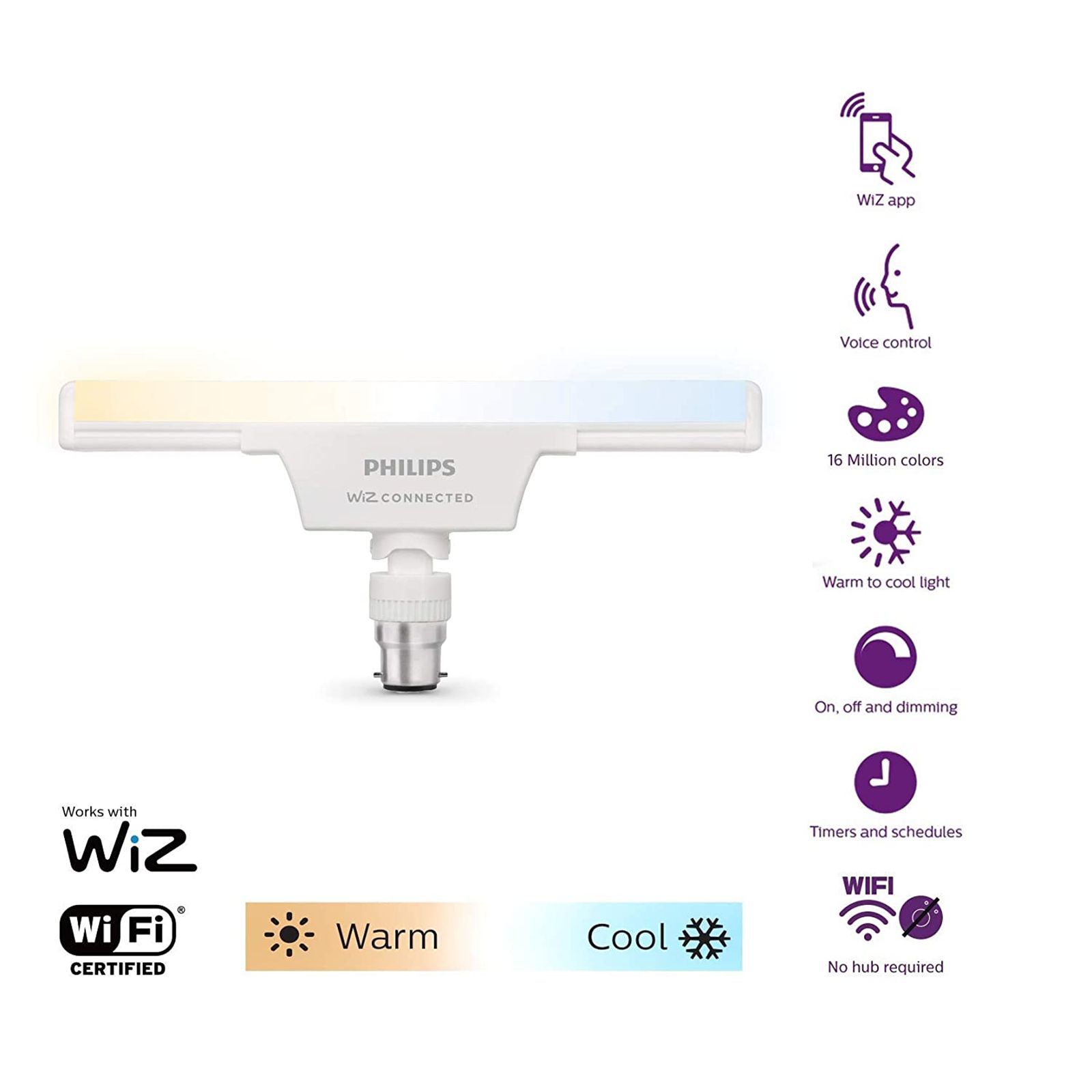 PHILIPS T-Bulb 10 Watts Electric Powered Wi-Fi LED Light (1000 Lumen, 929003071013, White)_3