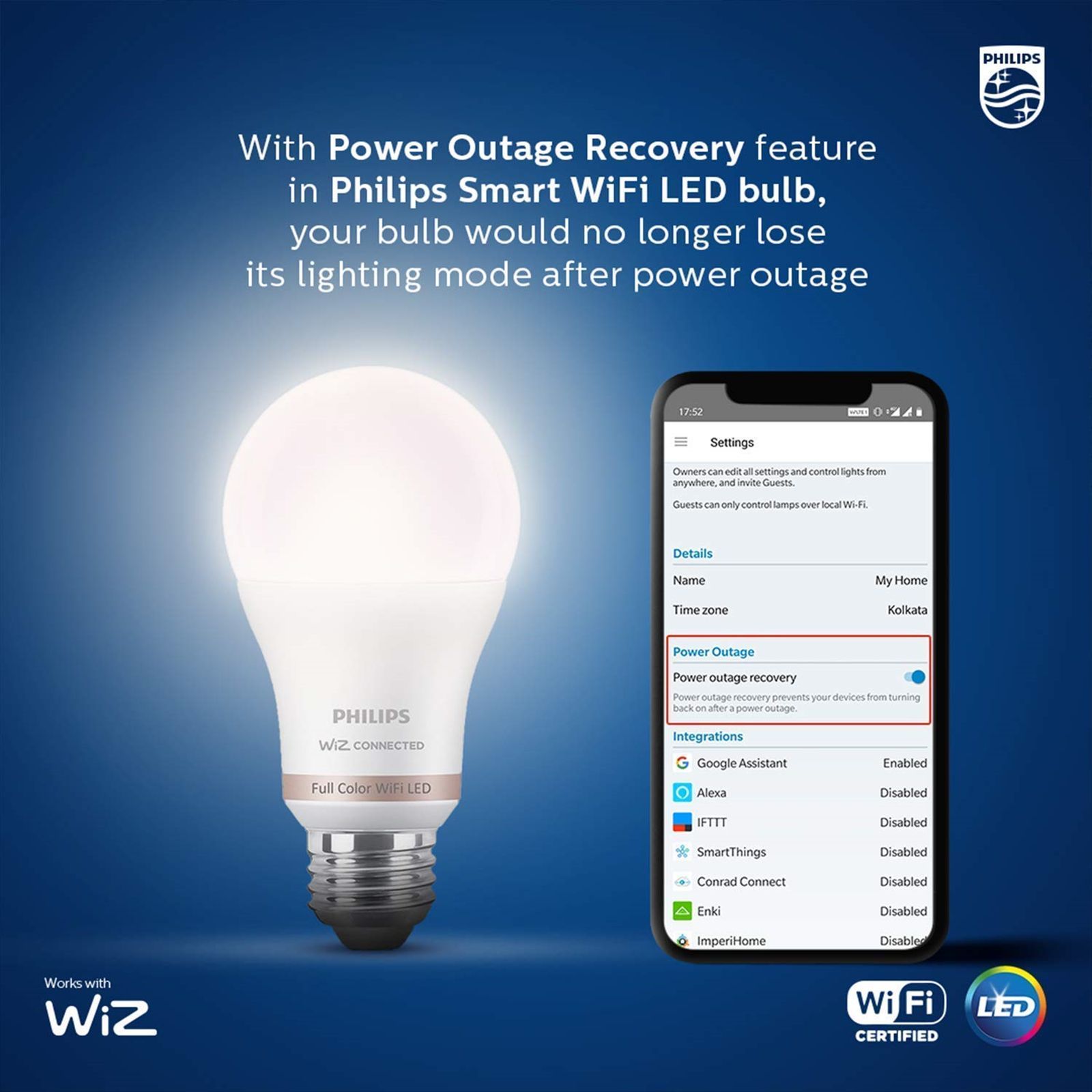 PHILIPS T-Bulb 12 Watts Electric Powered Wi-Fi LED Light (1080 Lumen, 929003070913, White) PHILIPS T-Bulb 12 Watts Electric Powered Wi-Fi LED Light (1080 Lumen, 929003070913, White)_4