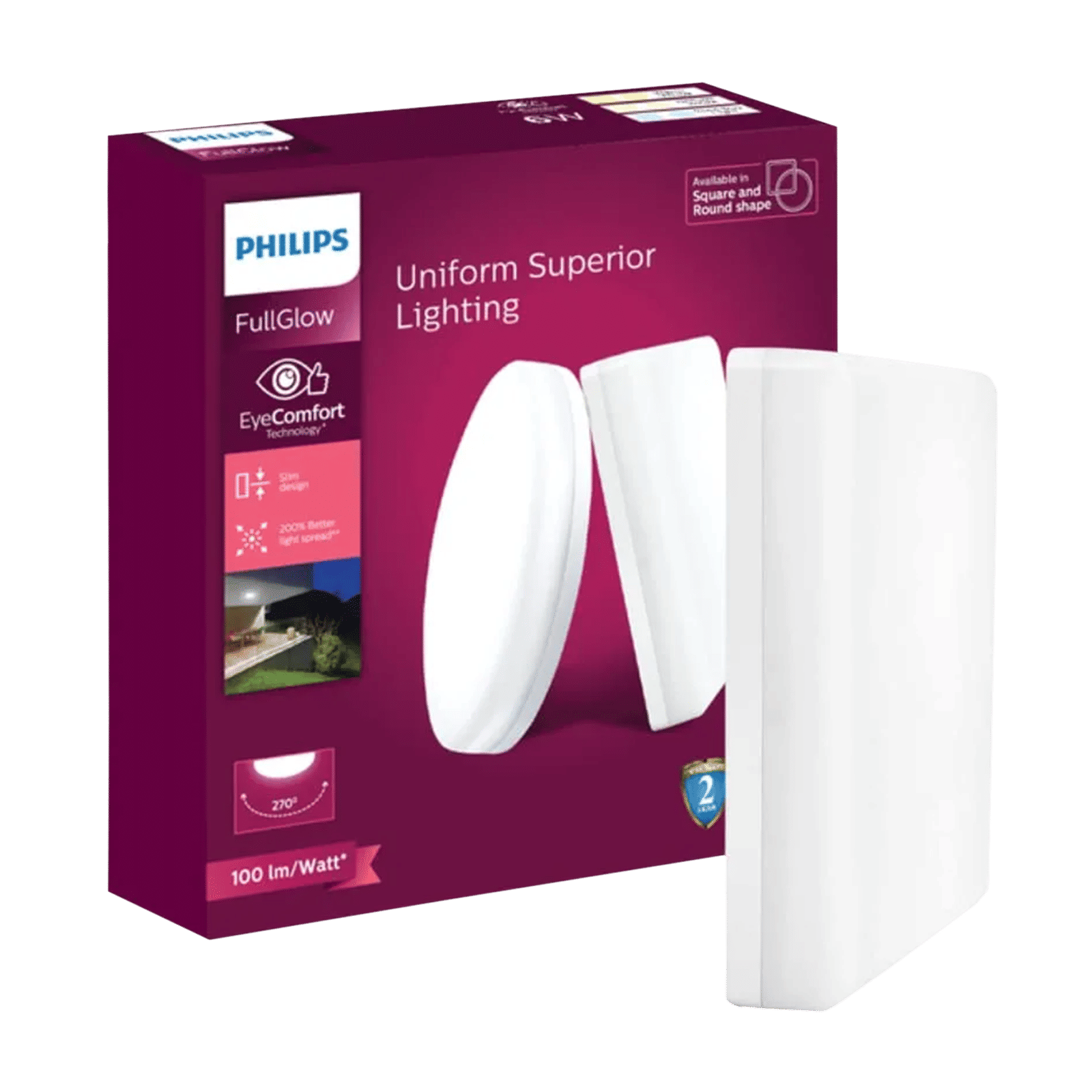 PHILIPS FullGlow 18 Watts Square LED Surface Downlight (EyeComfort Technology, 929003094601, White)_2
