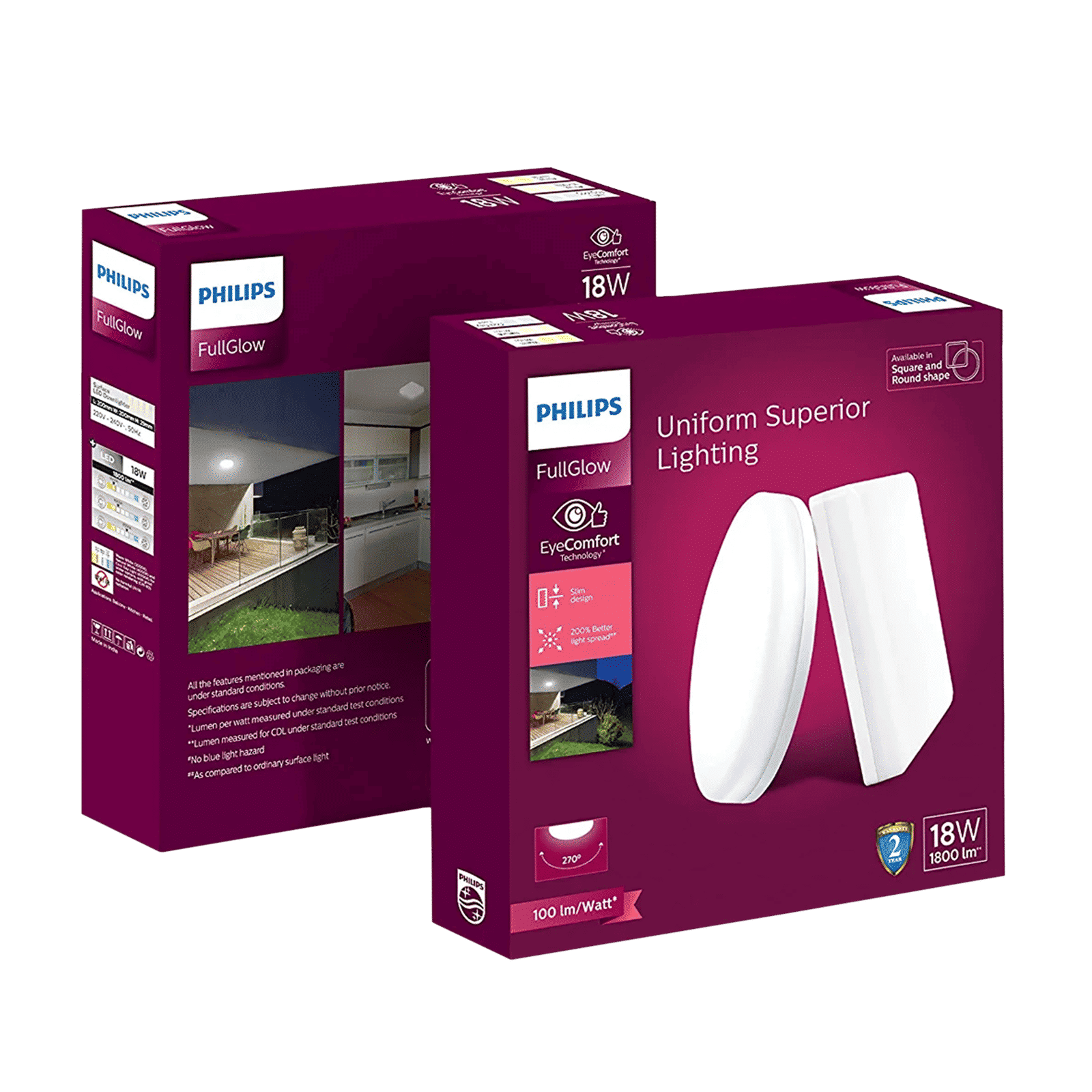 PHILIPS FullGlow 18 Watts Square LED Surface Downlight (EyeComfort Technology, 929003094601, White)_1