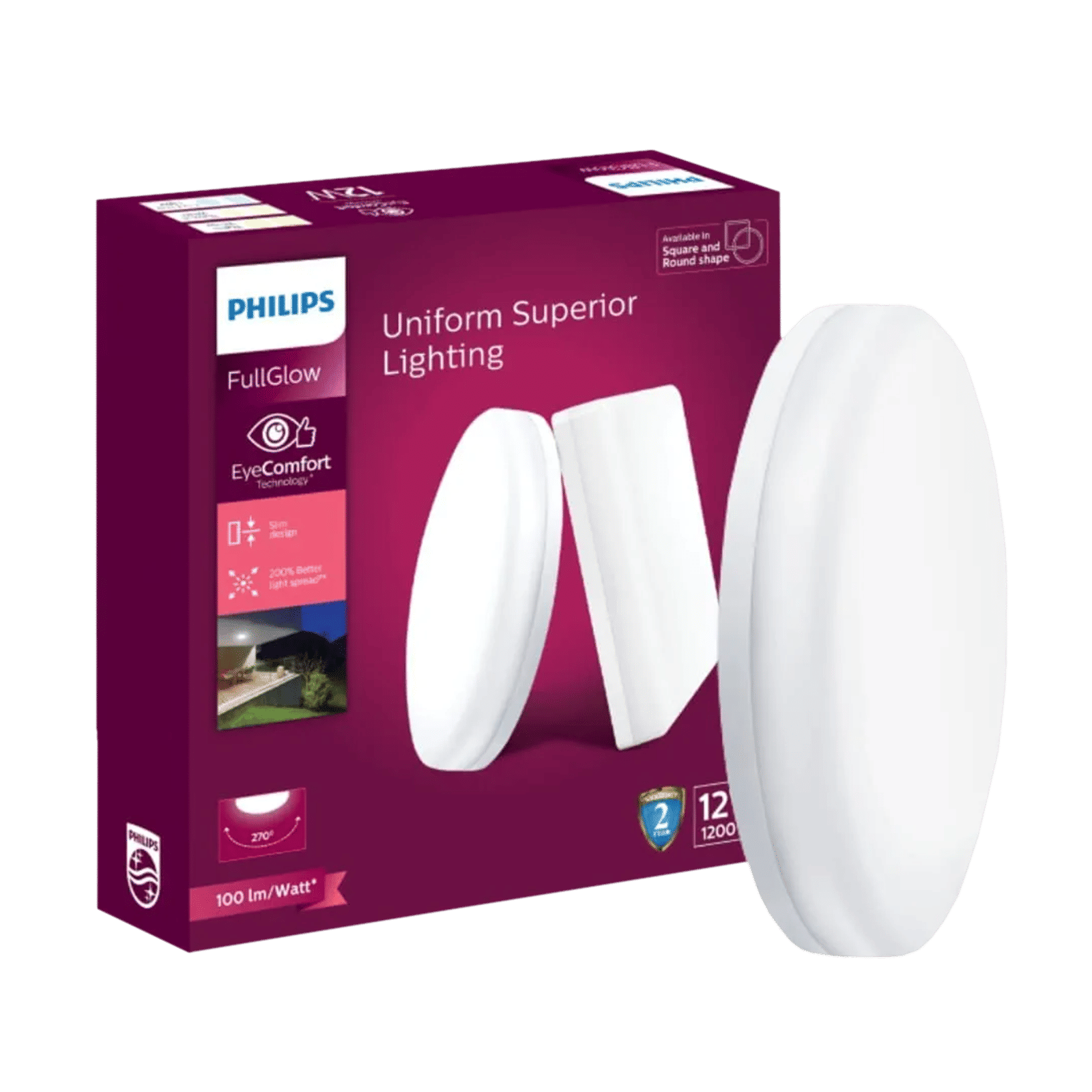 PHILIPS Rimless Full Glow 12 Watts Round LED Surface Downlight (EyeComfort Technology, 929003093701, White) PHILIPS Rimless Full Glow 12 Watts Round LED Surface Downlight (EyeComfort Technology, 929003093701, White)_1