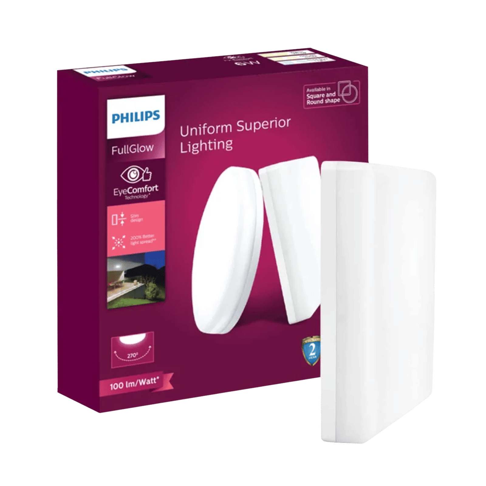 PHILIPS FullGlow 12 Watts Square LED Surface Downlight (EyeComfort Technology, 929003094001, White)_1