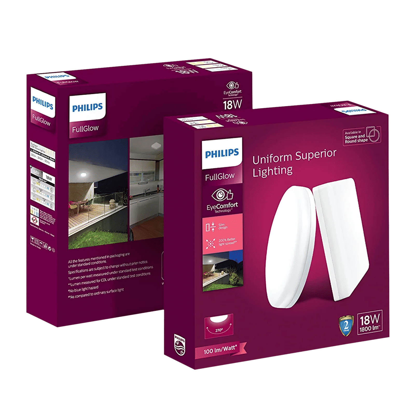 PHILIPS Rimless Full Glow 18 Watts Round LED Surface Downlight (EyeComfort Technology, 929003094301, White)_2