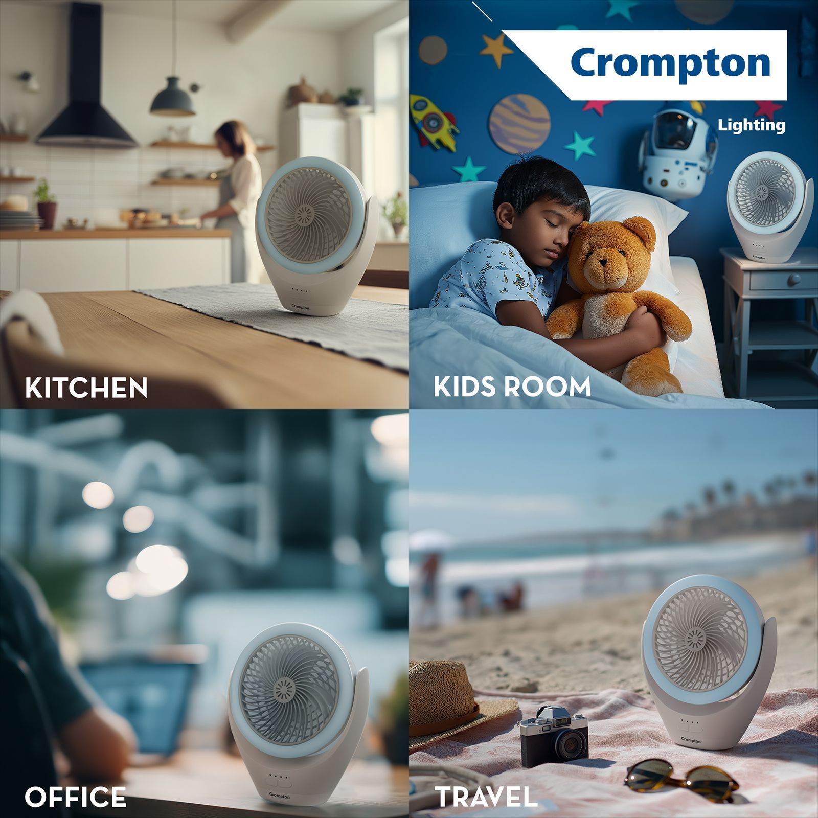 Crompton Glowair Spark 220mm 5 Blade Rechargeable Portable Fan with 2200 mAh Battery (Built-in Aroma Diffuser, White) Crompton Glowair Spark 220mm 5 Blade Rechargeable Portable Fan with 2200 mAh Battery (Built-in Aroma Diffuser, White)_8