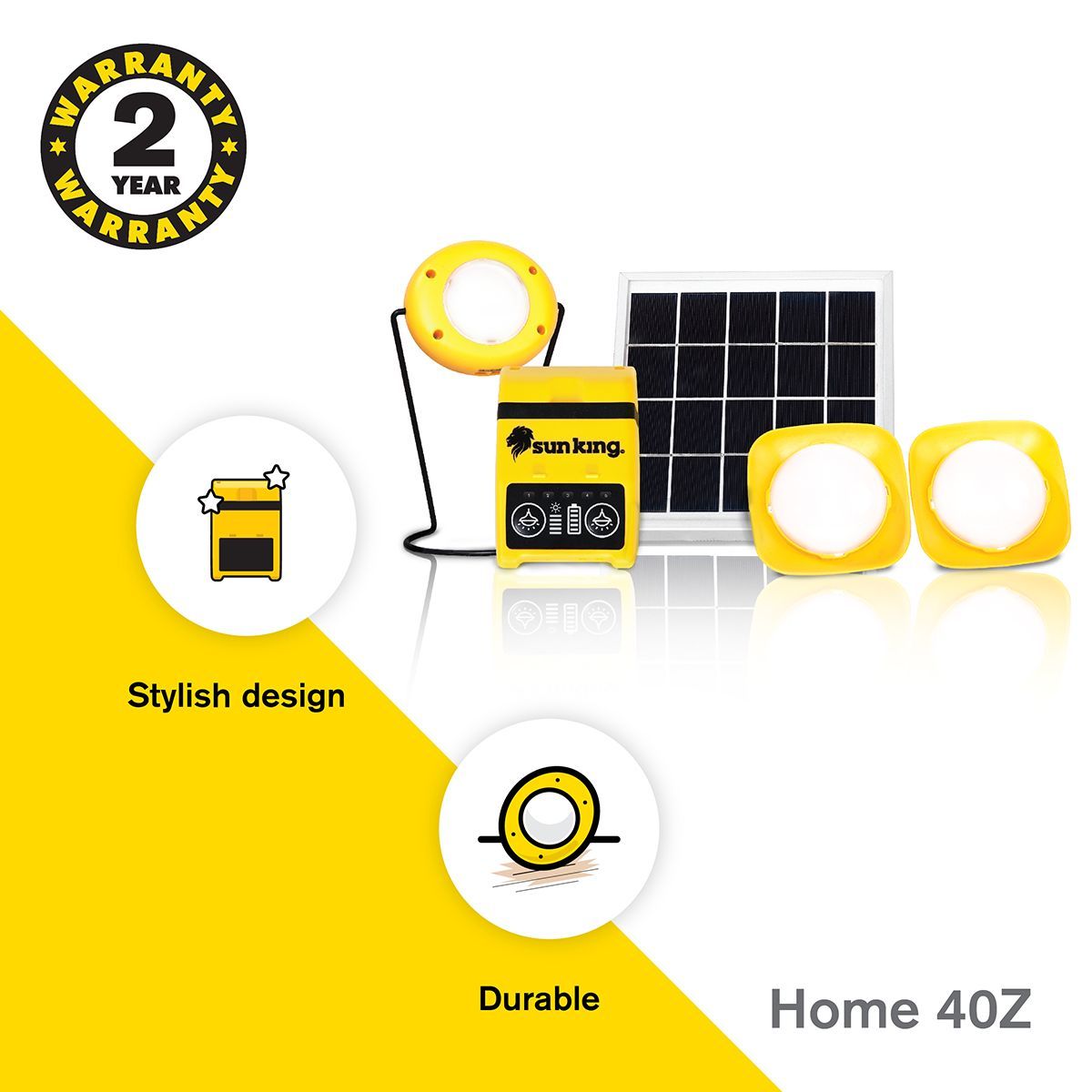 sun king Home 40Z 1.7 Watts LED Solar Lights (1200 Lumens, SK-411, Yellow/White)_4