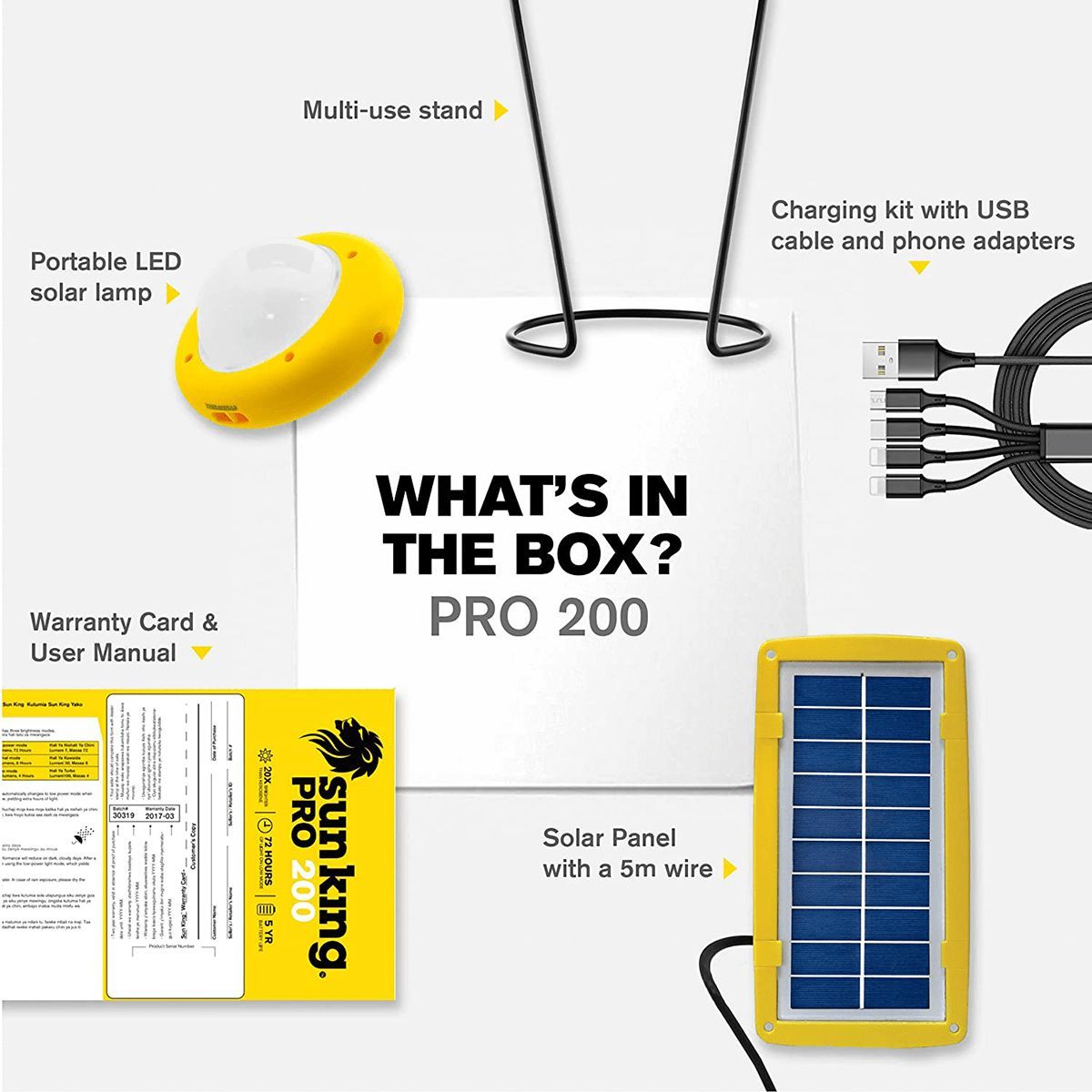 sun king Pro 200 1.42 Watts LED Solar Lamp (220 Lumens, Polycrystalline Solar Panel, SK-332, Yellow/White)_5