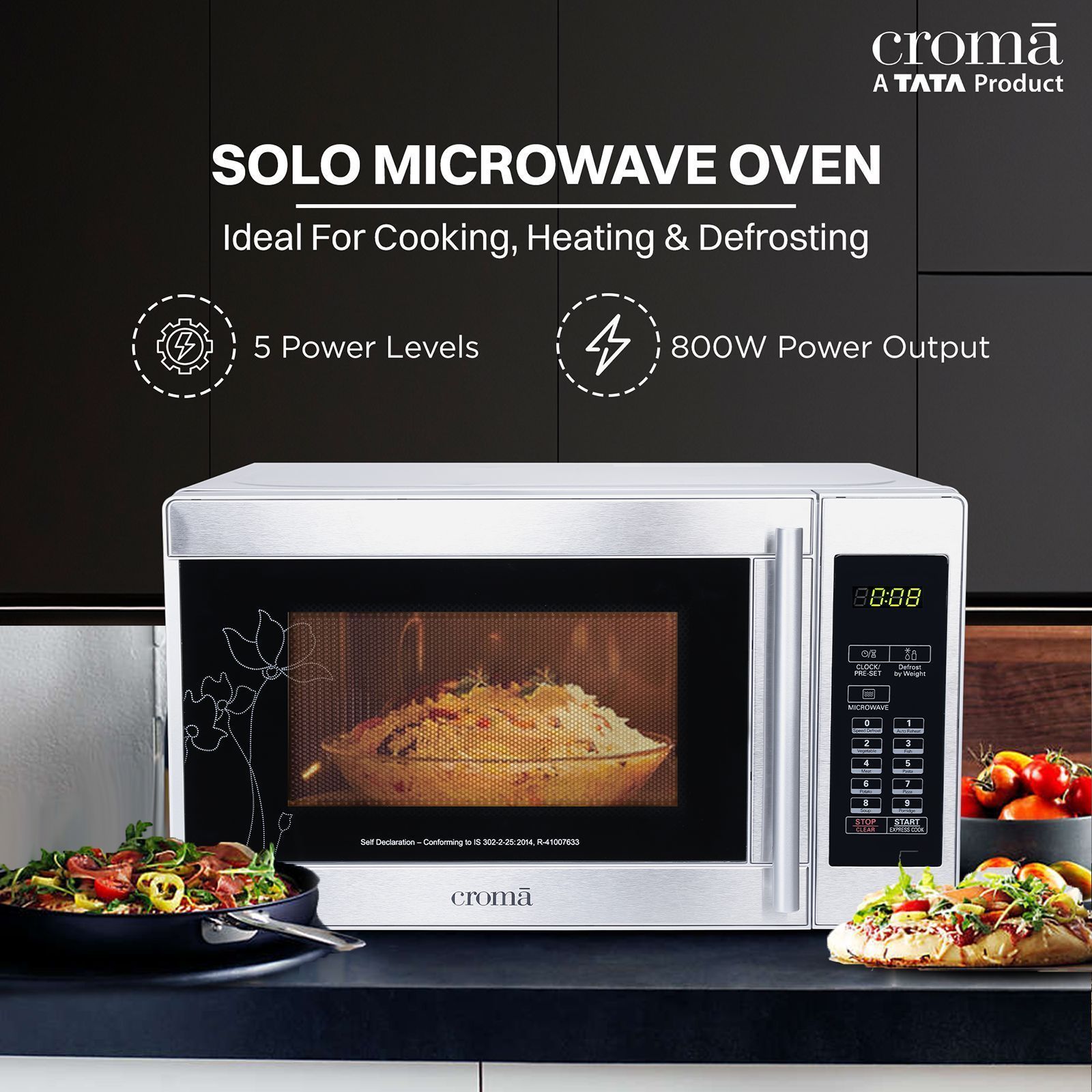 Croma 20L Solo Microwave Oven with Temperature Sensor (CRM2025, Grey) Croma 20L Solo Microwave Oven with Temperature Sensor (CRM2025, Grey)_5