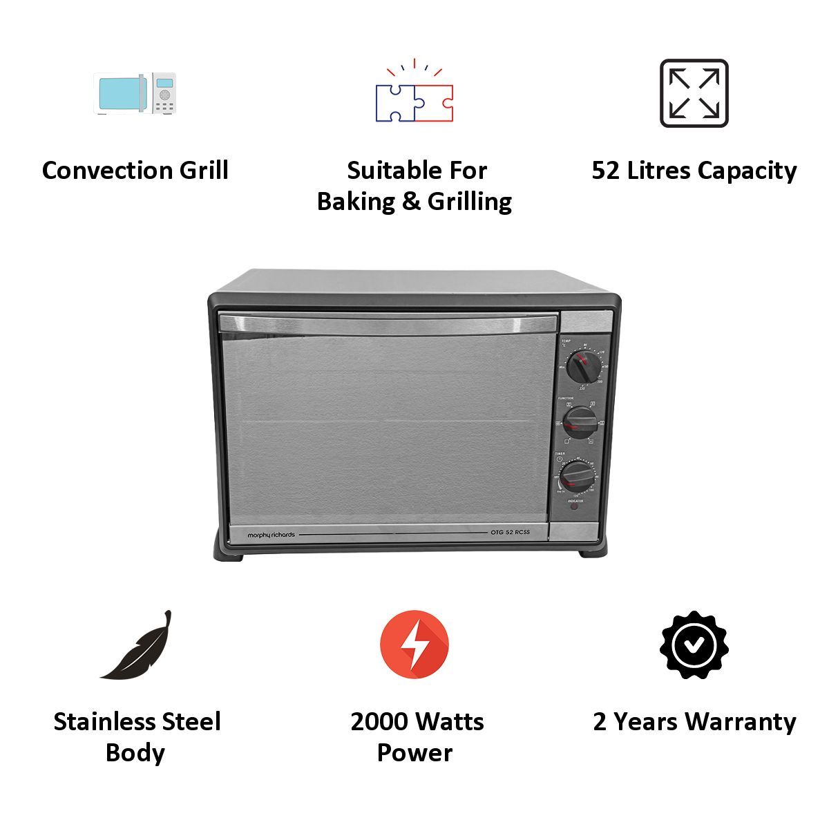Morphy Richards 52 Litres Oven Toaster Grill (52RCSS, Black)_4
