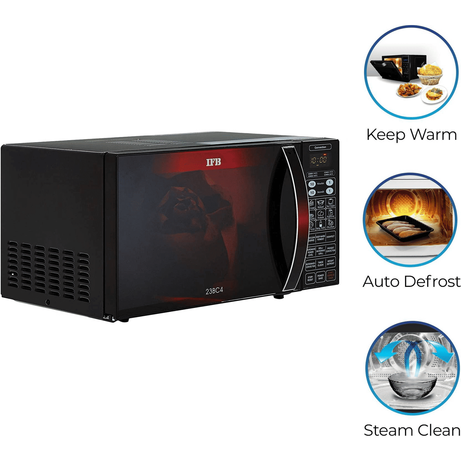 IFB 23L Convection Microwave Oven with 71 Autocook Menus (23BC4, Black Floral)_11
