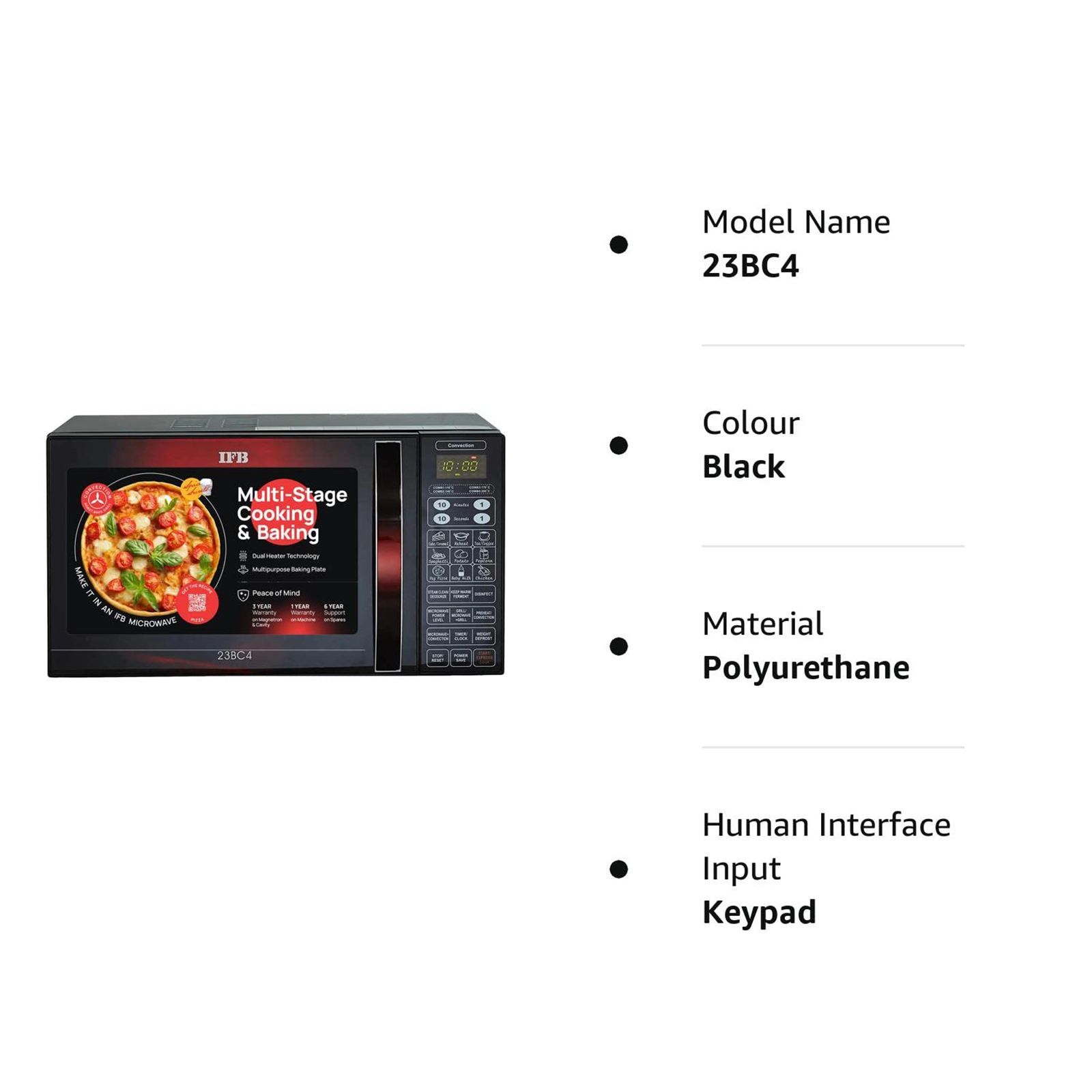 IFB 23L Convection Microwave Oven with 71 Autocook Menus (23BC4, Black Floral)_18