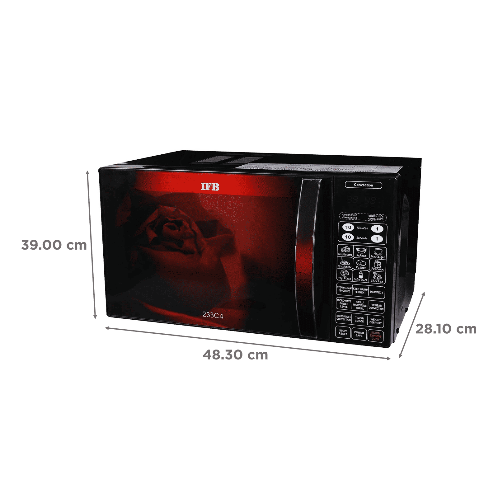 IFB 23L Convection Microwave Oven with 71 Autocook Menus (23BC4, Black Floral)_2