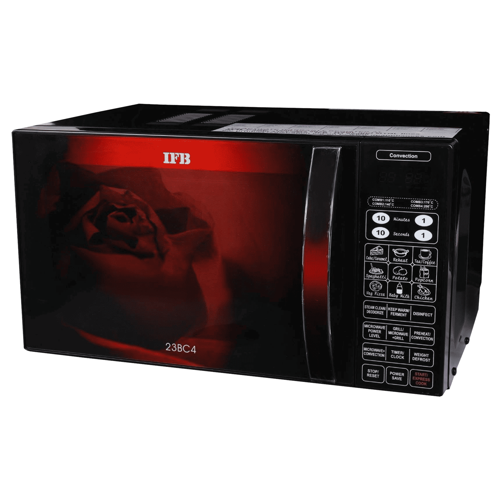 IFB 23L Convection Microwave Oven with 71 Autocook Menus (23BC4, Black Floral)_7