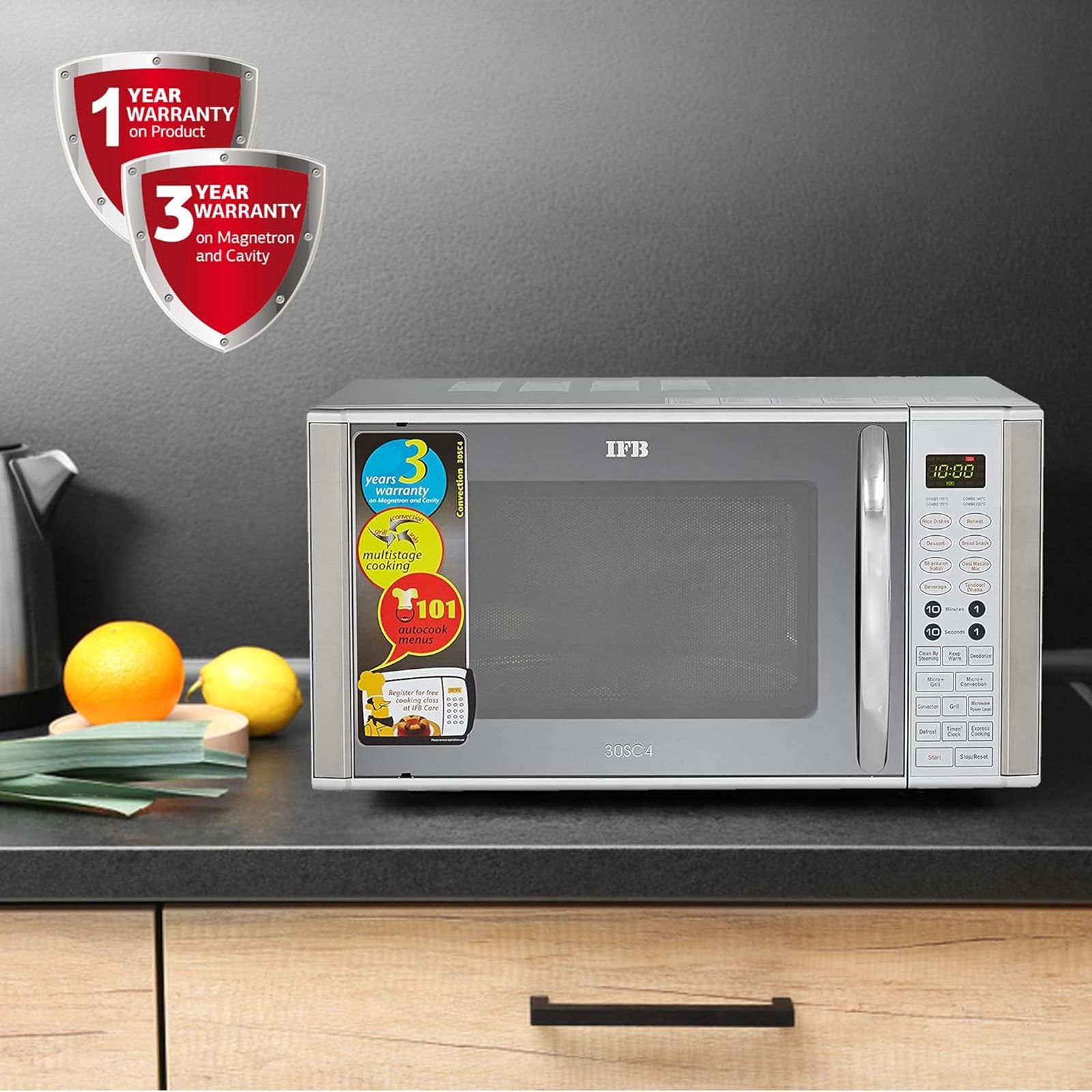 IFB 30SC4 30L Convection Microwave Oven with 101 Autocook Menus (Metallic Silver)_18