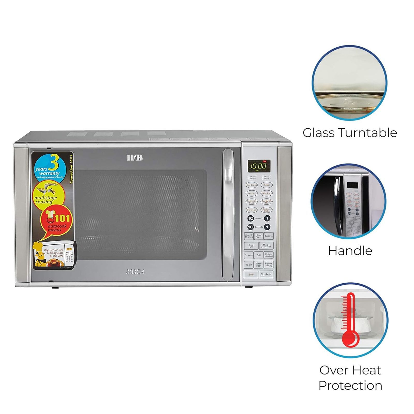 IFB 30SC4 30L Convection Microwave Oven with 101 Autocook Menus (Metallic Silver)_20