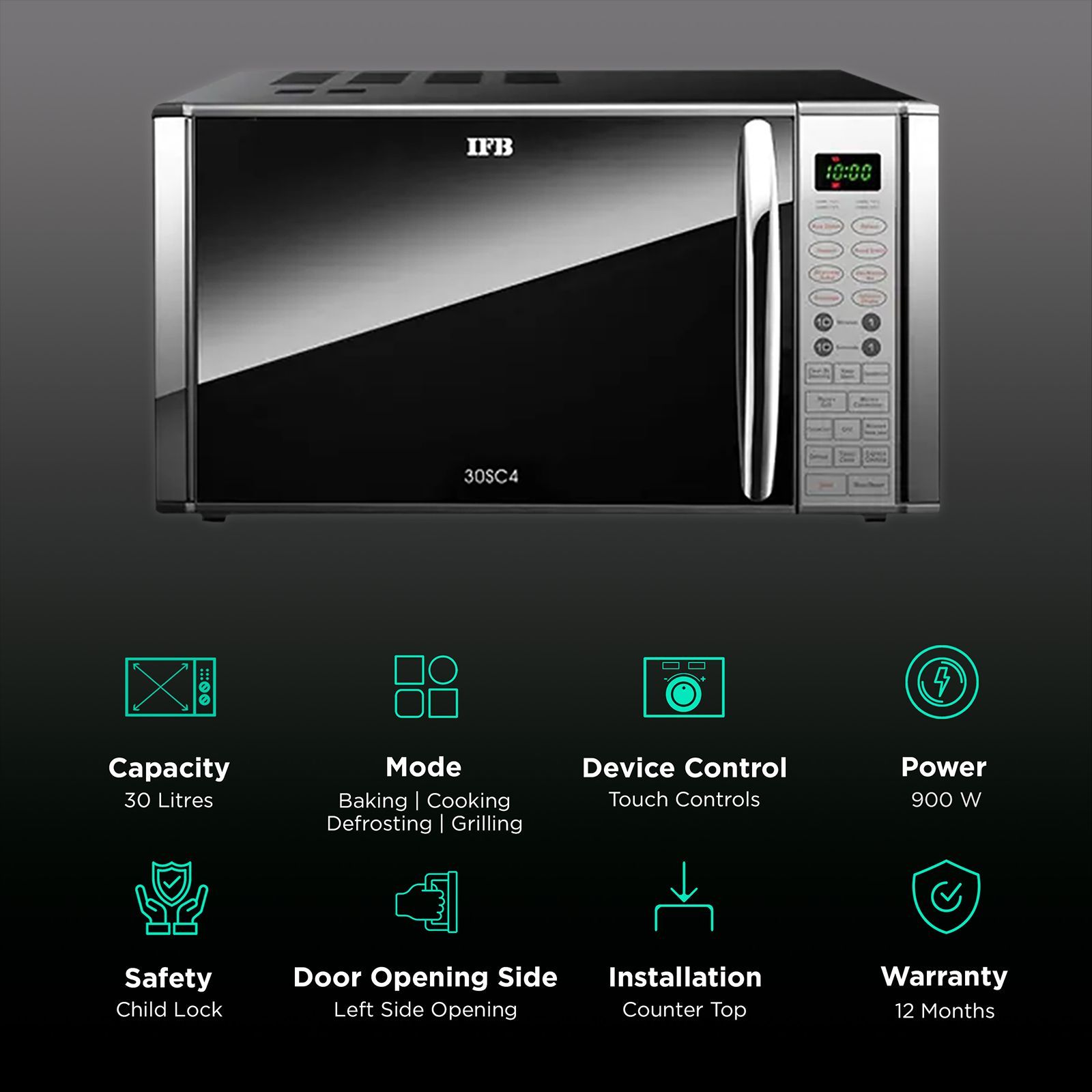 IFB 30SC4 30L Convection Microwave Oven with 101 Autocook Menus (Metallic Silver)_3