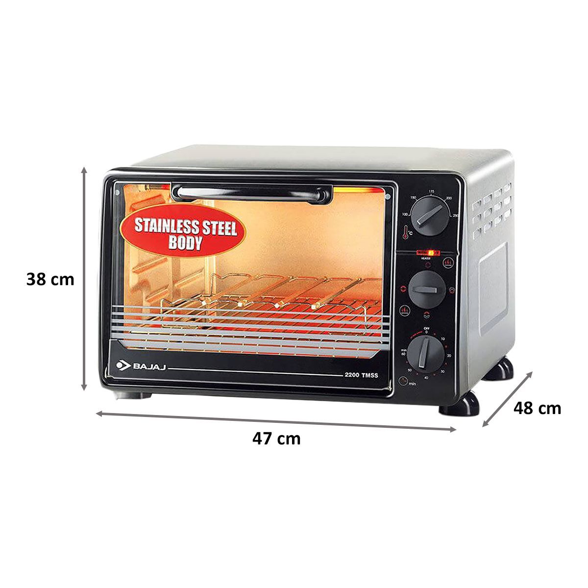 BAJAJ 22 Litres 2200 TMSS Oven Toaster Griller (Black) BAJAJ 22 Litres 2200 TMSS Oven Toaster Griller (Black)_2