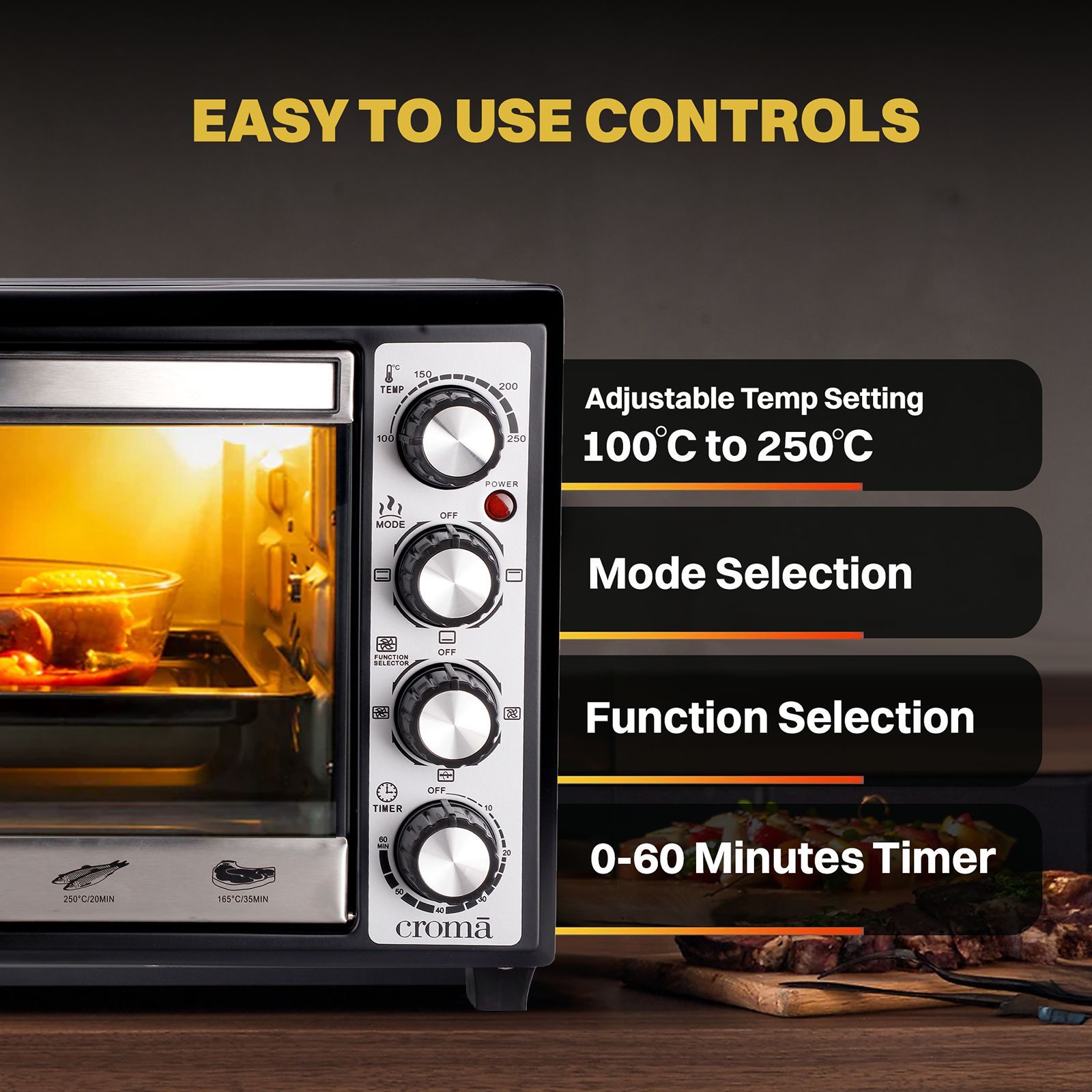 Croma 33L Oven Toaster Grill with Motorized Rotisserie (CRAO0062, Black & Silver)_4