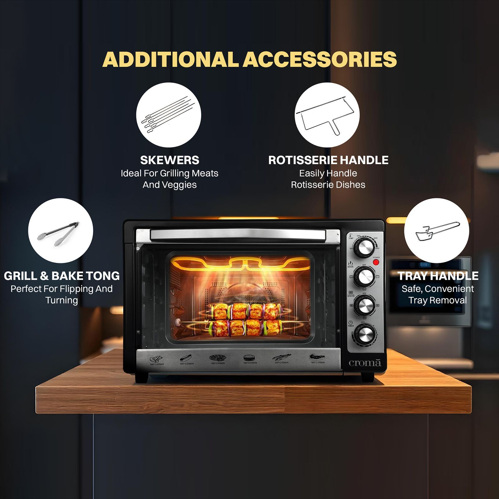 Croma 48L Oven Toaster Grill with Motorized Rotisserie (Black & Silver)_8