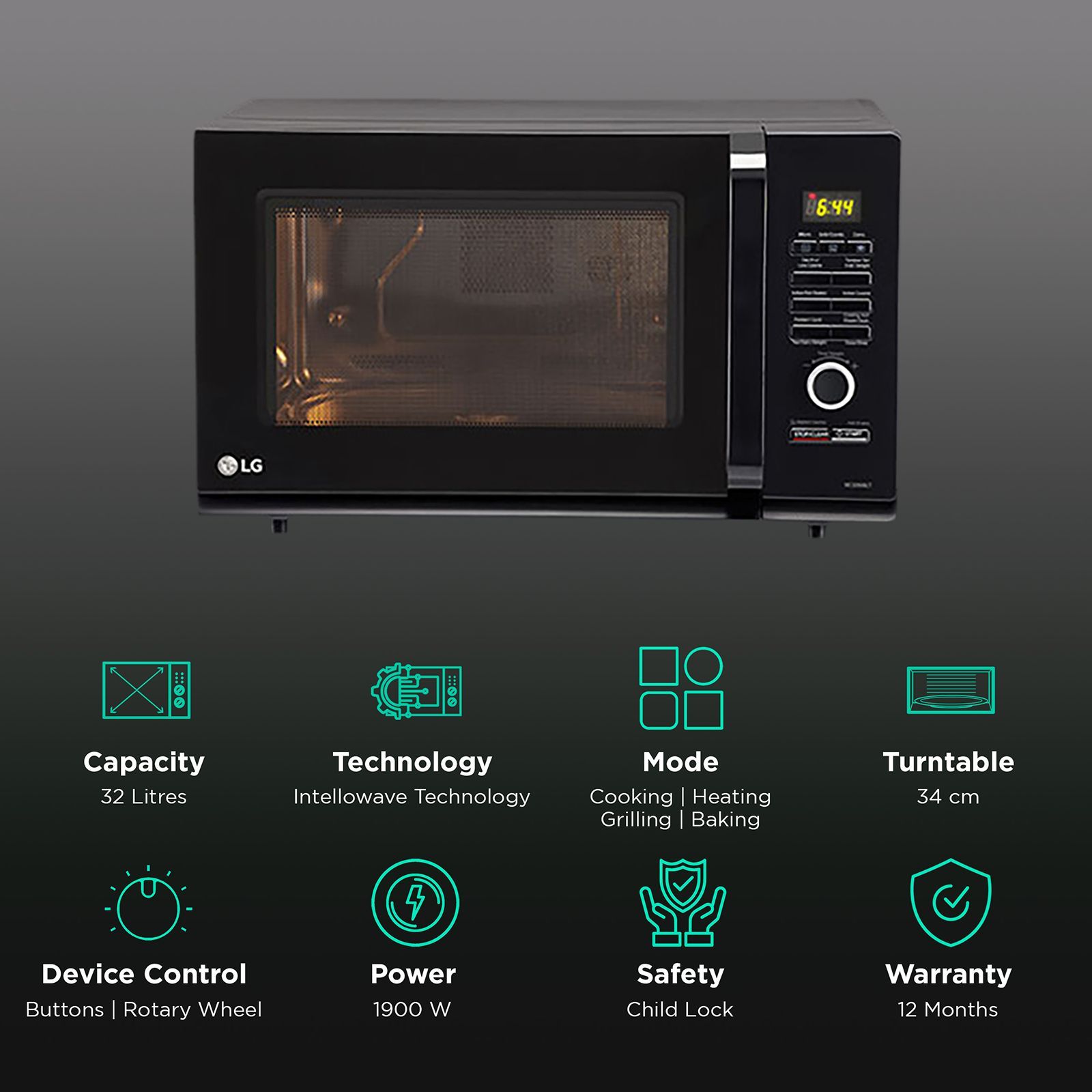 LG 32 Litres MC3286BLT Convection Microwave Oven (Black)_3