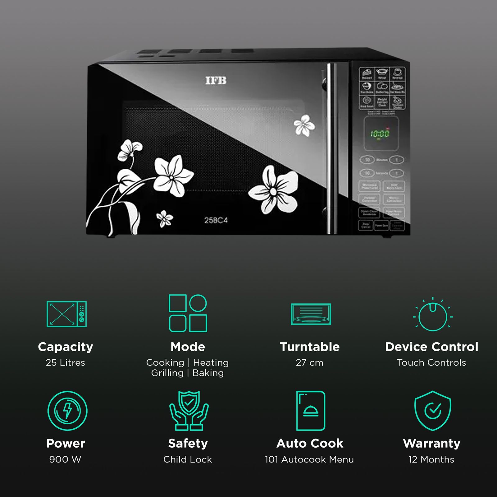 IFB 25BC4 25L Convection Microwave Oven with 101 Auto Menu (Black)_3