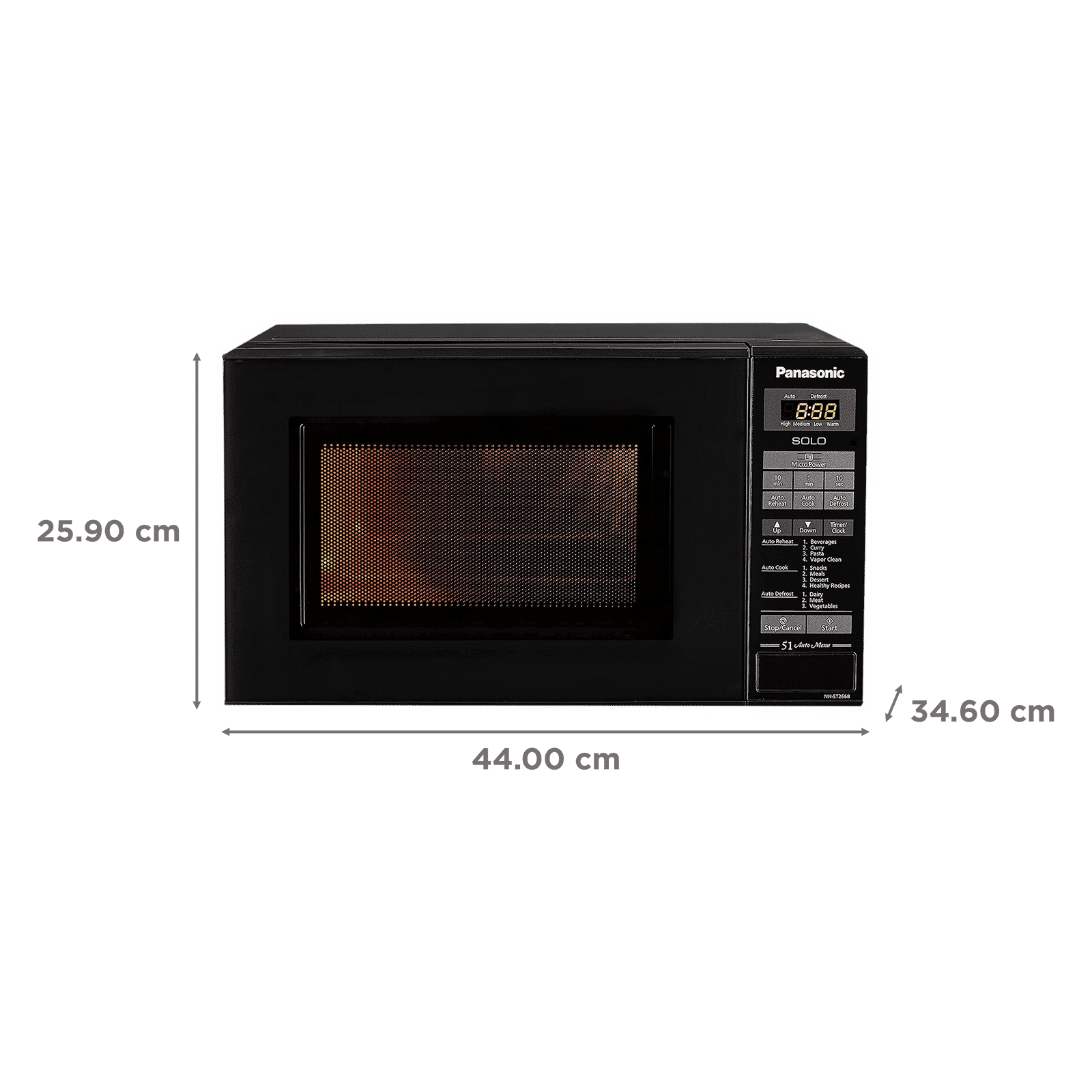 Panasonic 20L Solo Microwave Oven with 51 Autocook Menus (NN-ST266BFDG, Black)_2