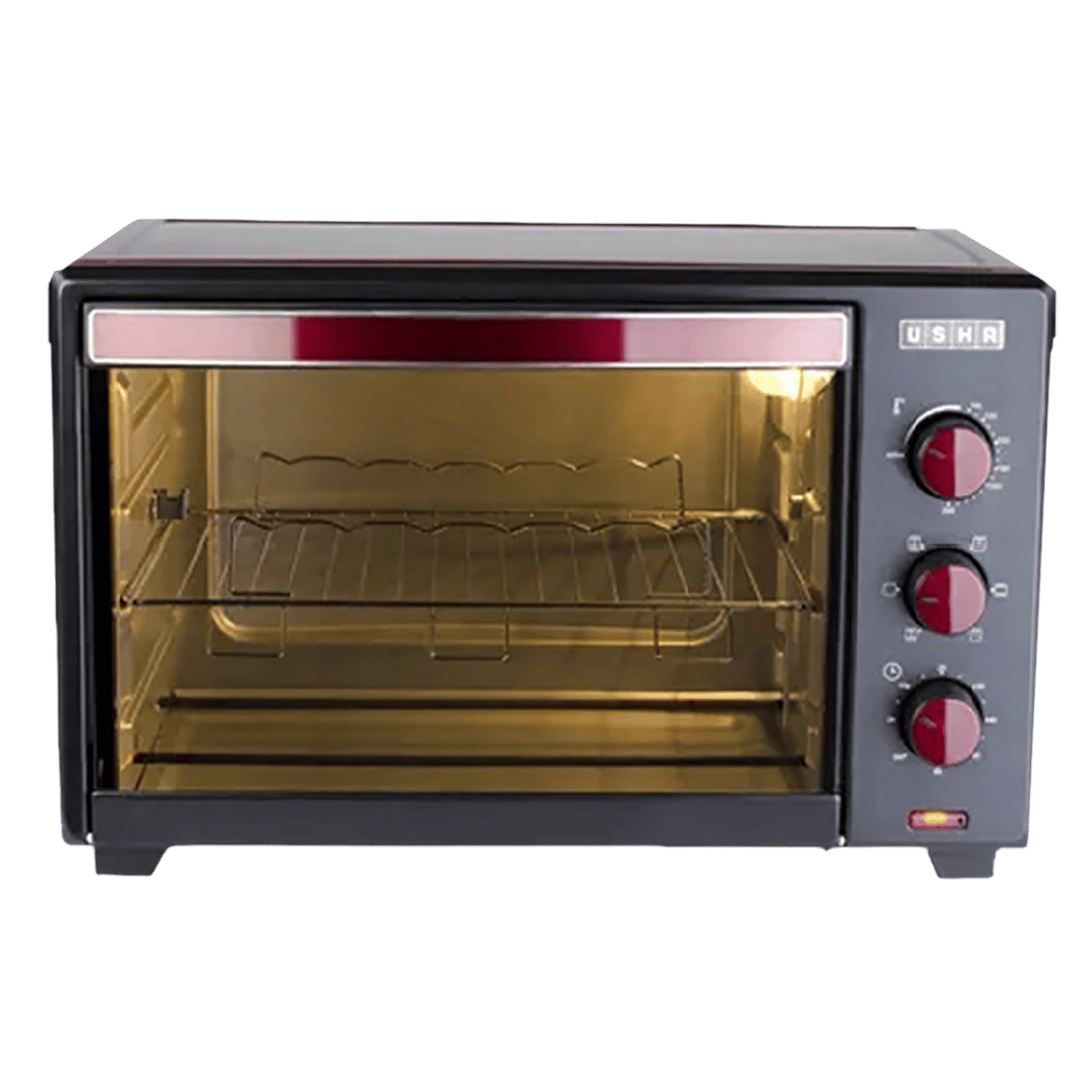 USHA 3635RC 35L Oven Toaster Grill with 360 Degree Convection Heating Technology (Wine/Matte Black) USHA 3635RC 35L Oven Toaster Grill with 360 Degree Convection Heating Technology (Wine/Matte Black)_1