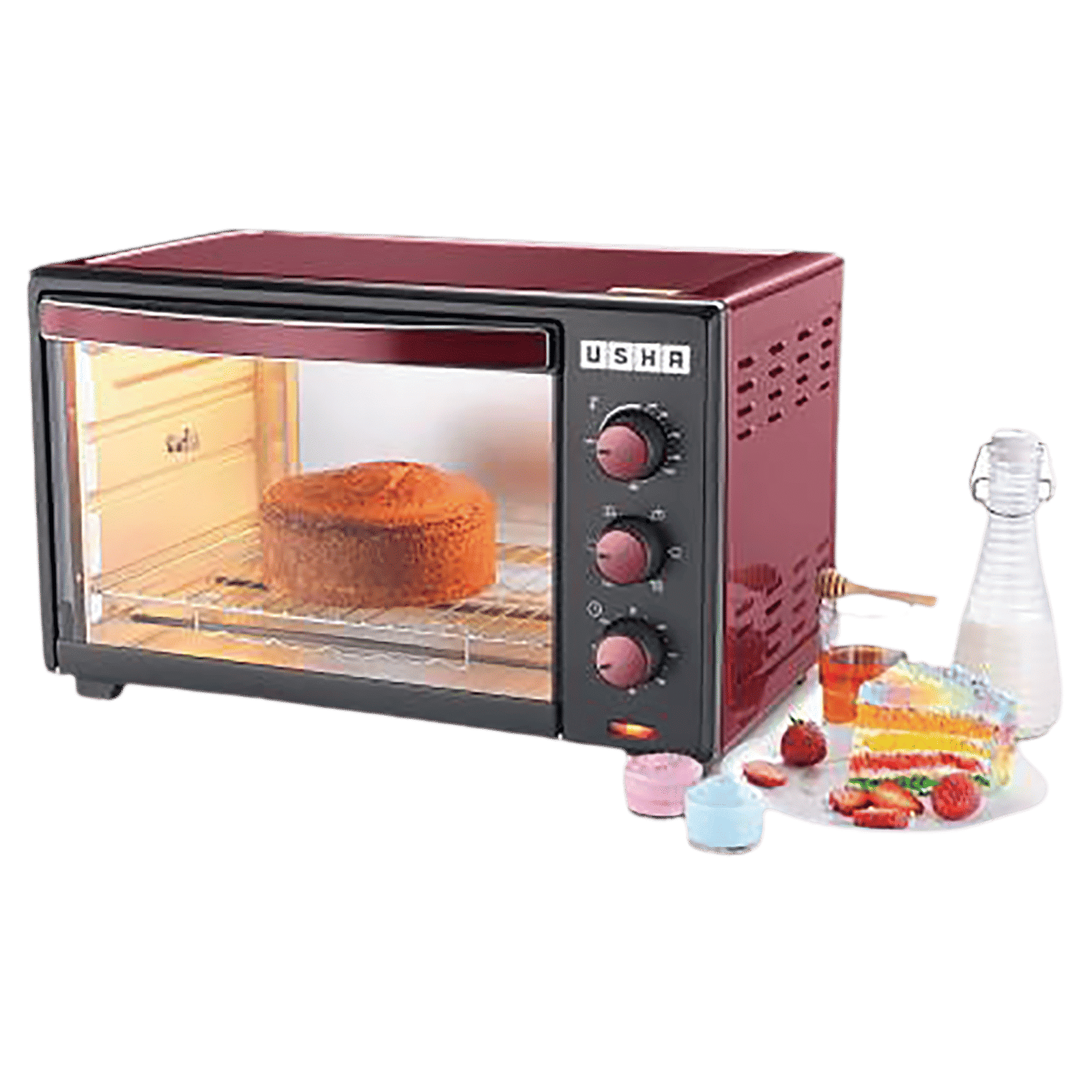 USHA 3635RC 35L Oven Toaster Grill with 360 Degree Convection Heating Technology (Wine/Matte Black) USHA 3635RC 35L Oven Toaster Grill with 360 Degree Convection Heating Technology (Wine/Matte Black)_16