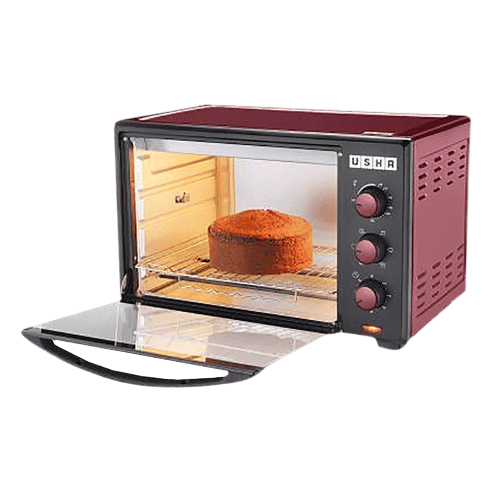 USHA 3635RC 35L Oven Toaster Grill with 360 Degree Convection Heating Technology (Wine/Matte Black) USHA 3635RC 35L Oven Toaster Grill with 360 Degree Convection Heating Technology (Wine/Matte Black)_4