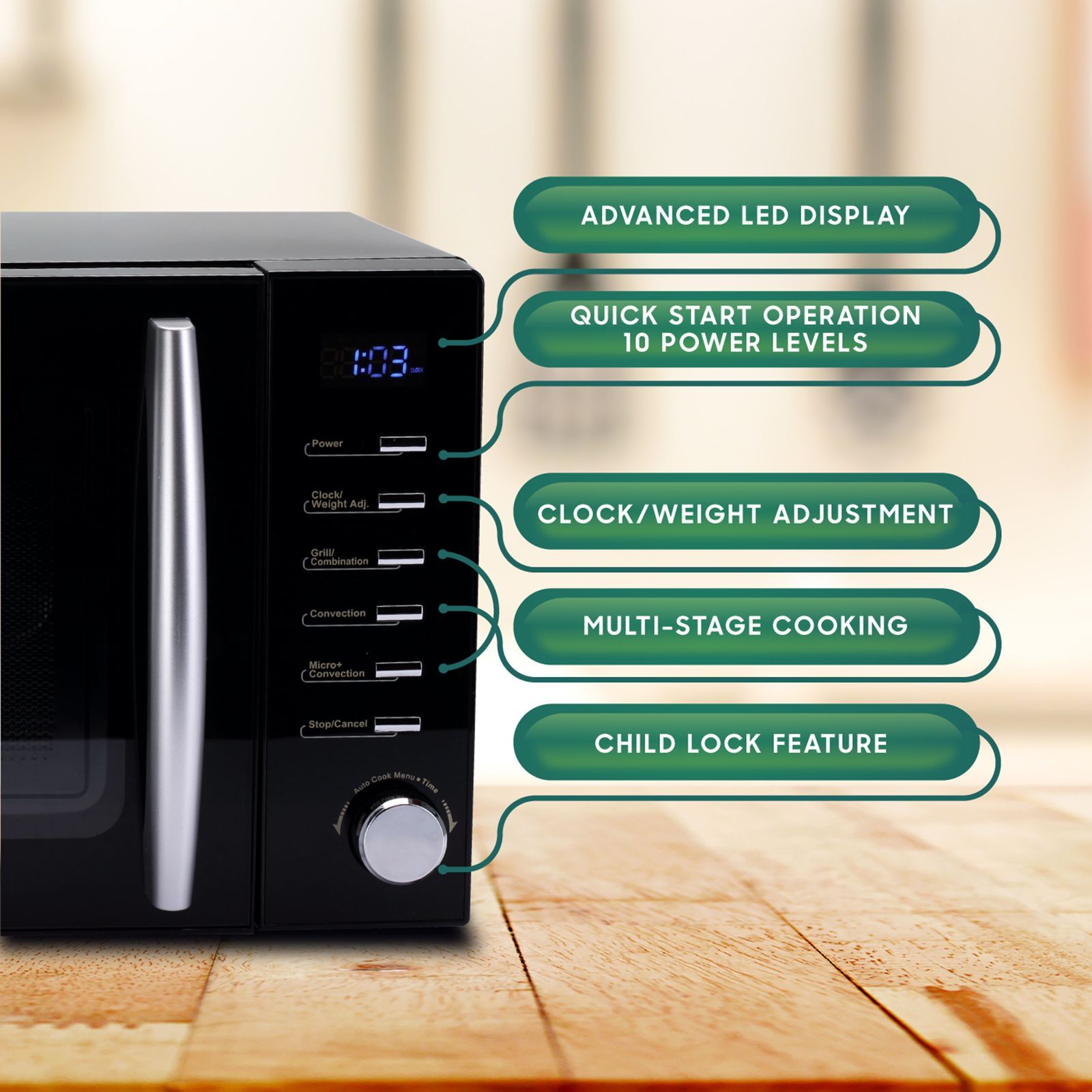 Croma 20L Convection Microwave Oven with 200 Autocook Menu (CRAM0193, Black)_7