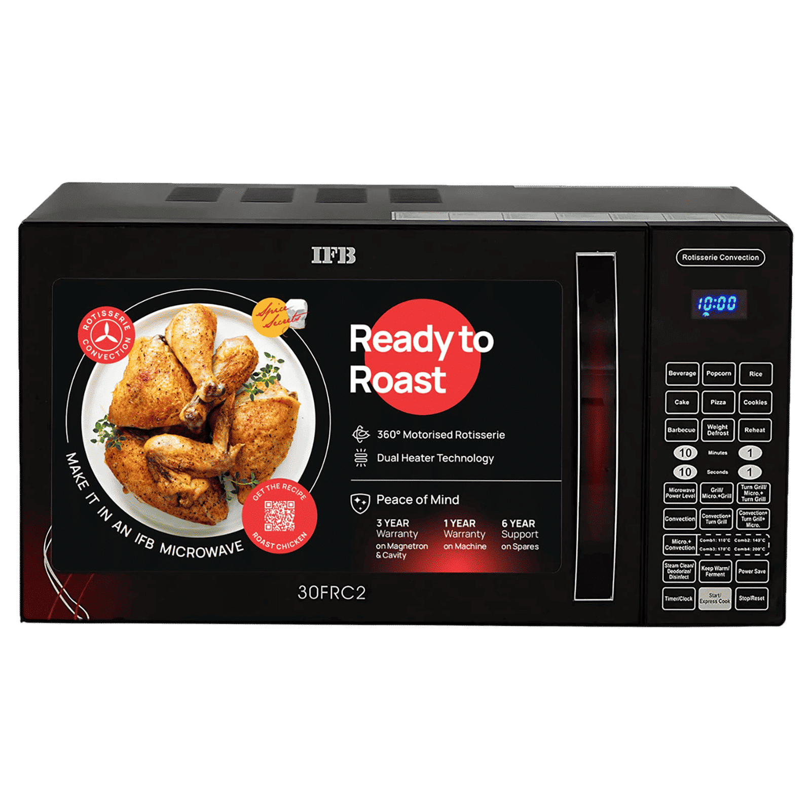 IFB 30FRC2 30L Convection Microwave Oven with 101 Autocook Menus (Black Floral)_1