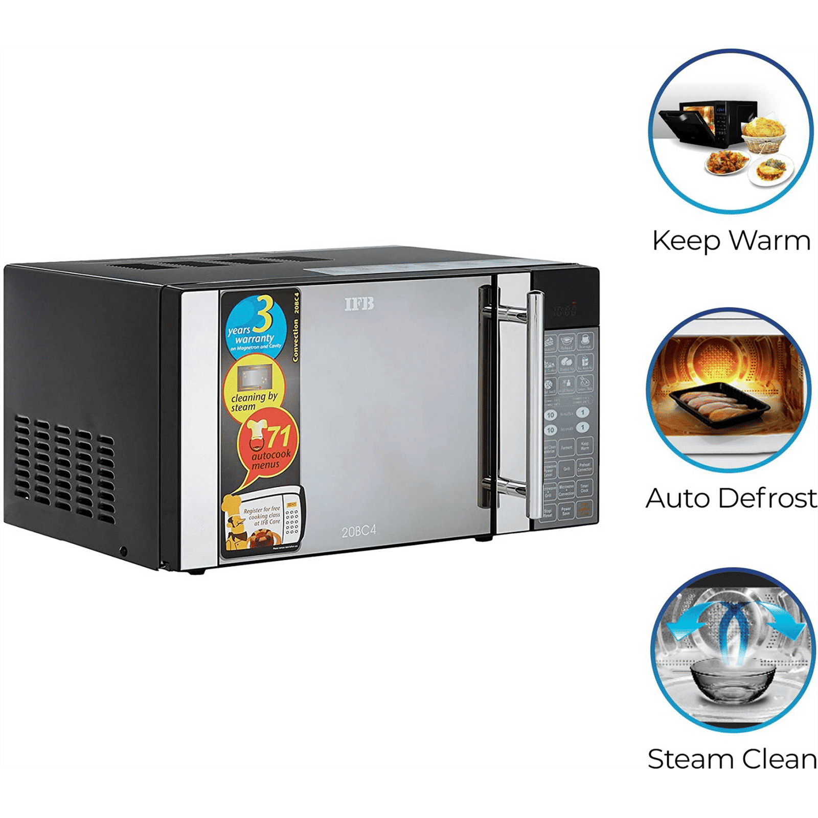 IFB 20L Convection Microwave Oven with 71 Autocook Menus (20BC4, Black) IFB 20L Convection Microwave Oven with 71 Autocook Menus (20BC4, Black)_16