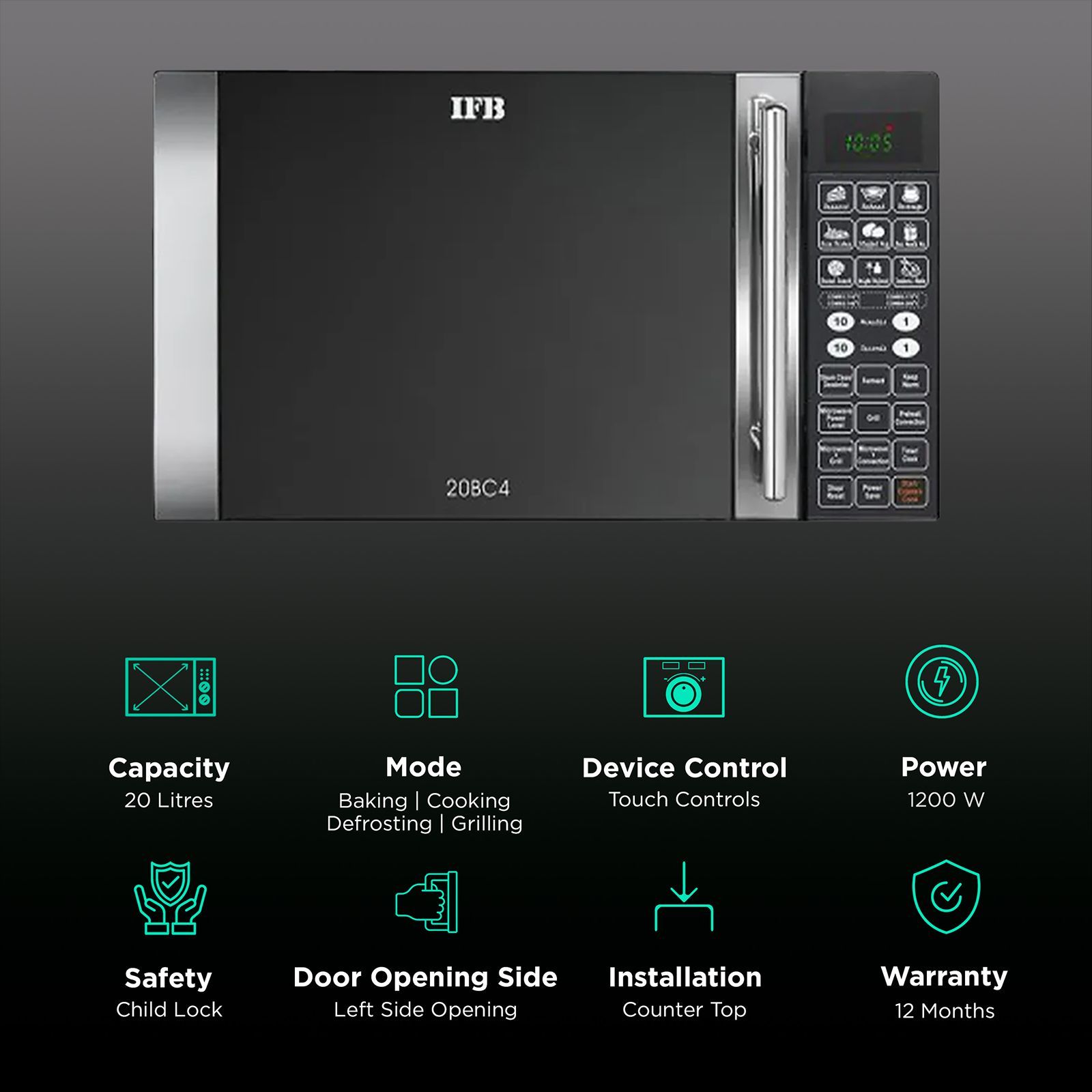 IFB 20L Convection Microwave Oven with 71 Autocook Menus (20BC4, Black) IFB 20L Convection Microwave Oven with 71 Autocook Menus (20BC4, Black)_3