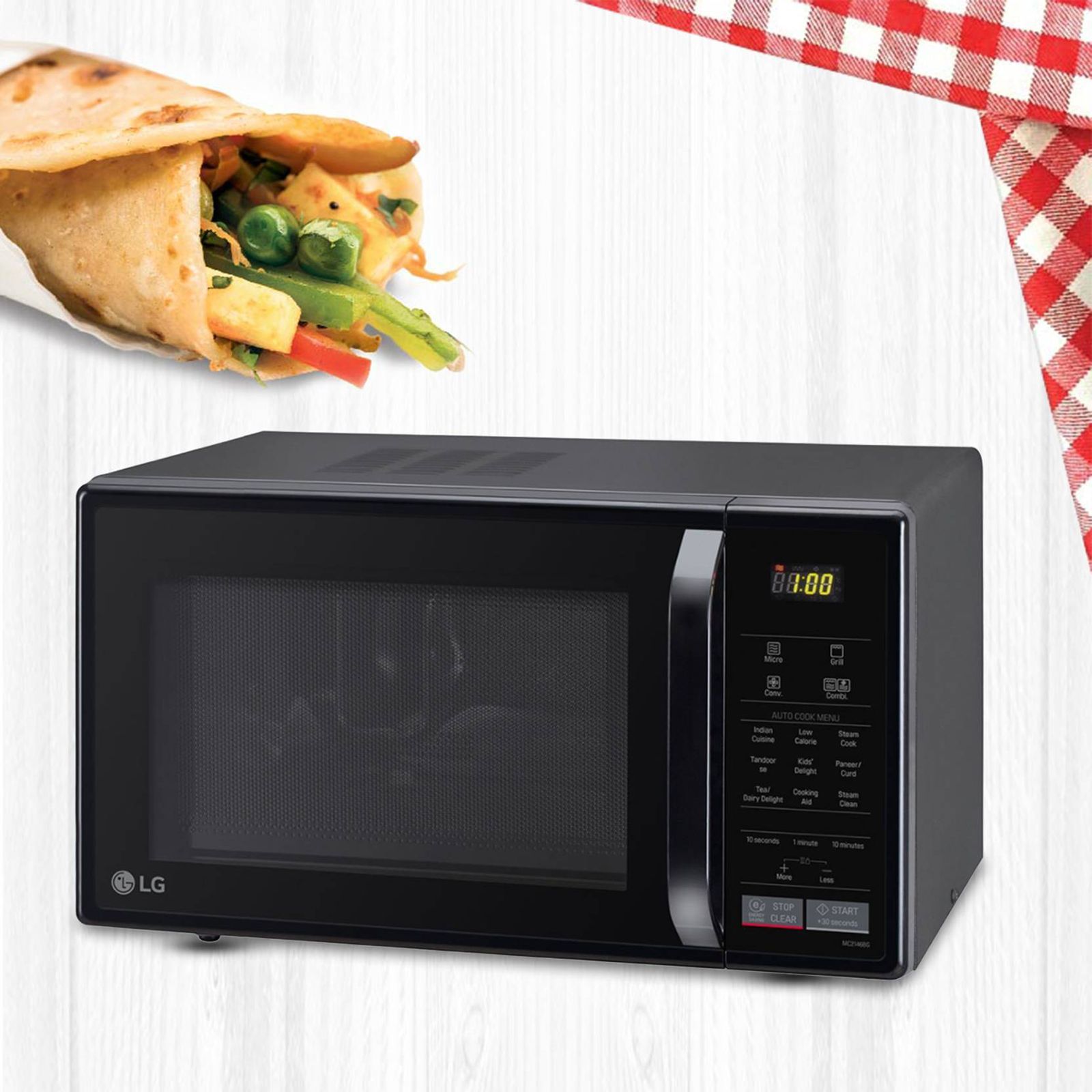 LG 21L Convection Microwave Oven with Intellowave Technology (Glossy Black)_10