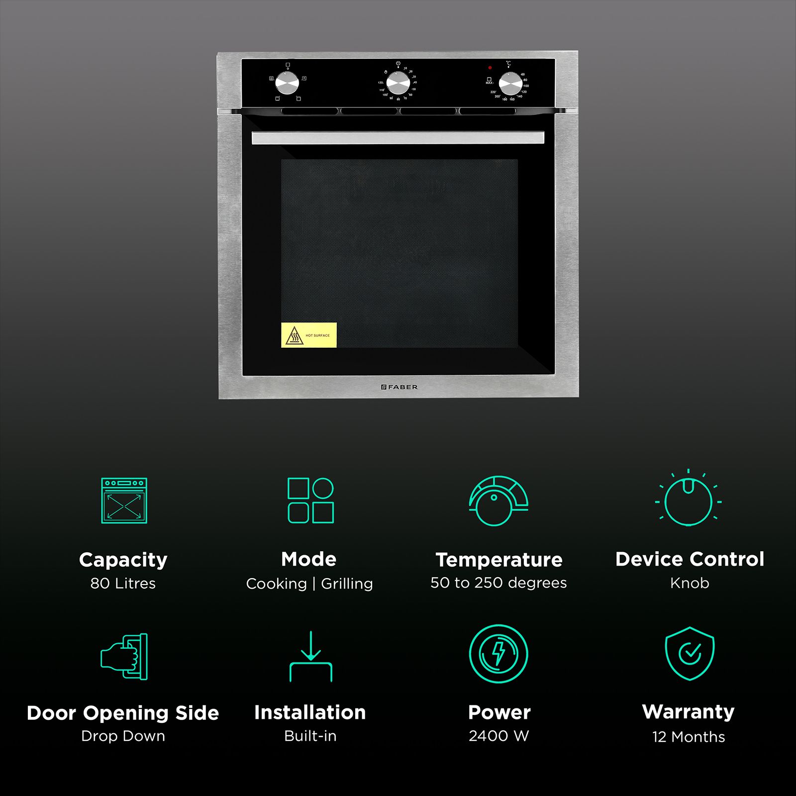 FABER FBIO 4F 80L Built-in Microwave Oven with 4 Autocook Menus (Black)_3