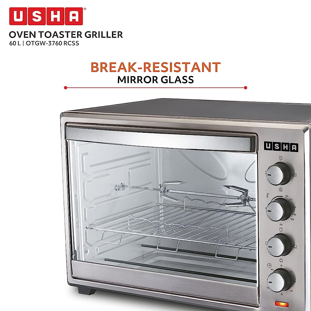 USHA 60L Oven Toaster Grill with Rotisserie Function (3760RCSS, Steel)_10
