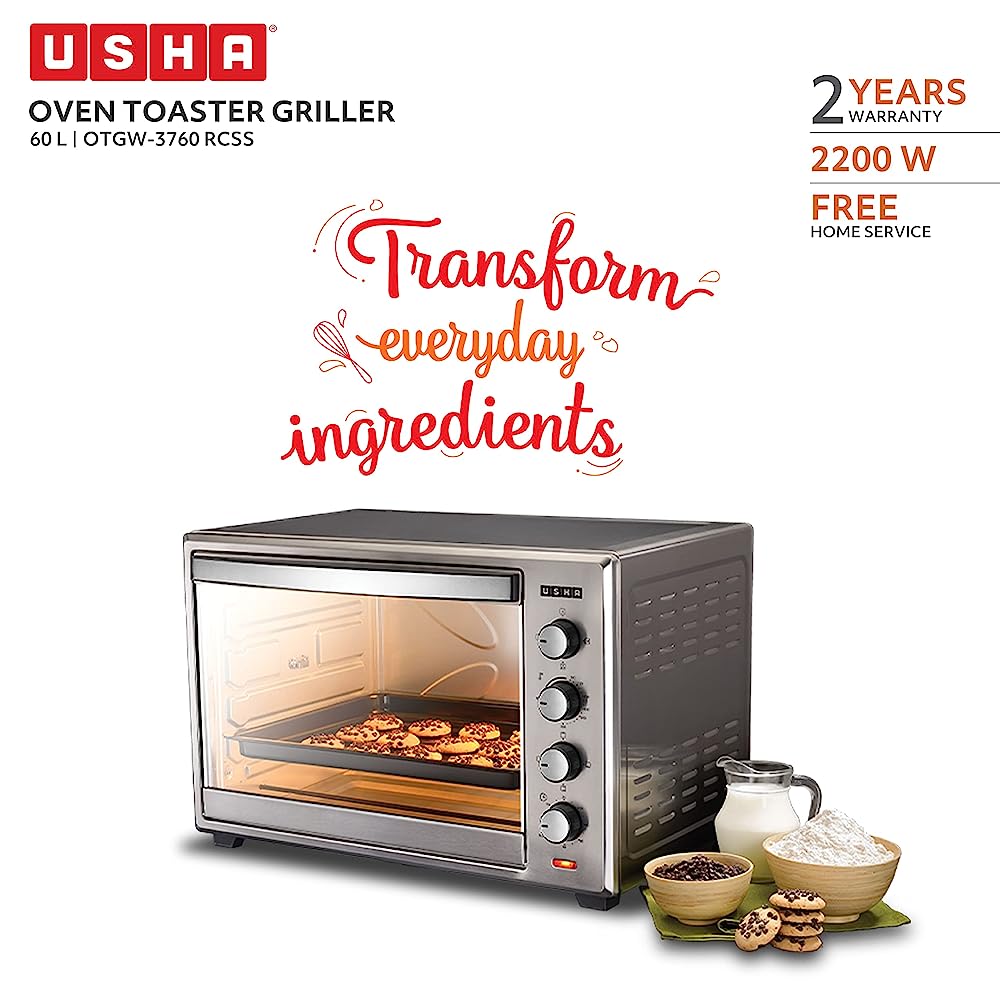 USHA 60L Oven Toaster Grill with Rotisserie Function (3760RCSS, Steel)_13