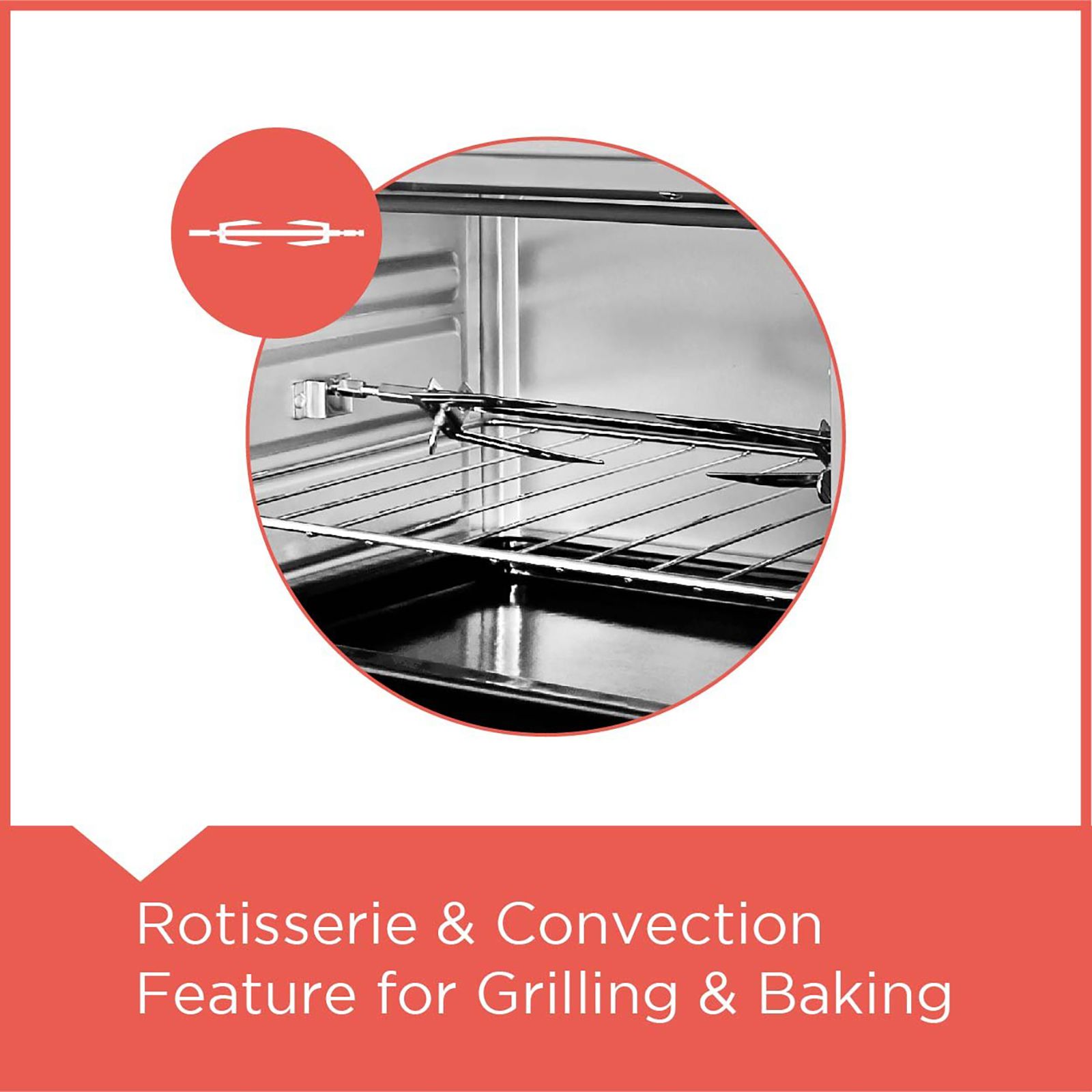 BLACK+DECKER 19L Oven Toaster Grill with Rotisserie & Convection Function (Silver/Grey)_9