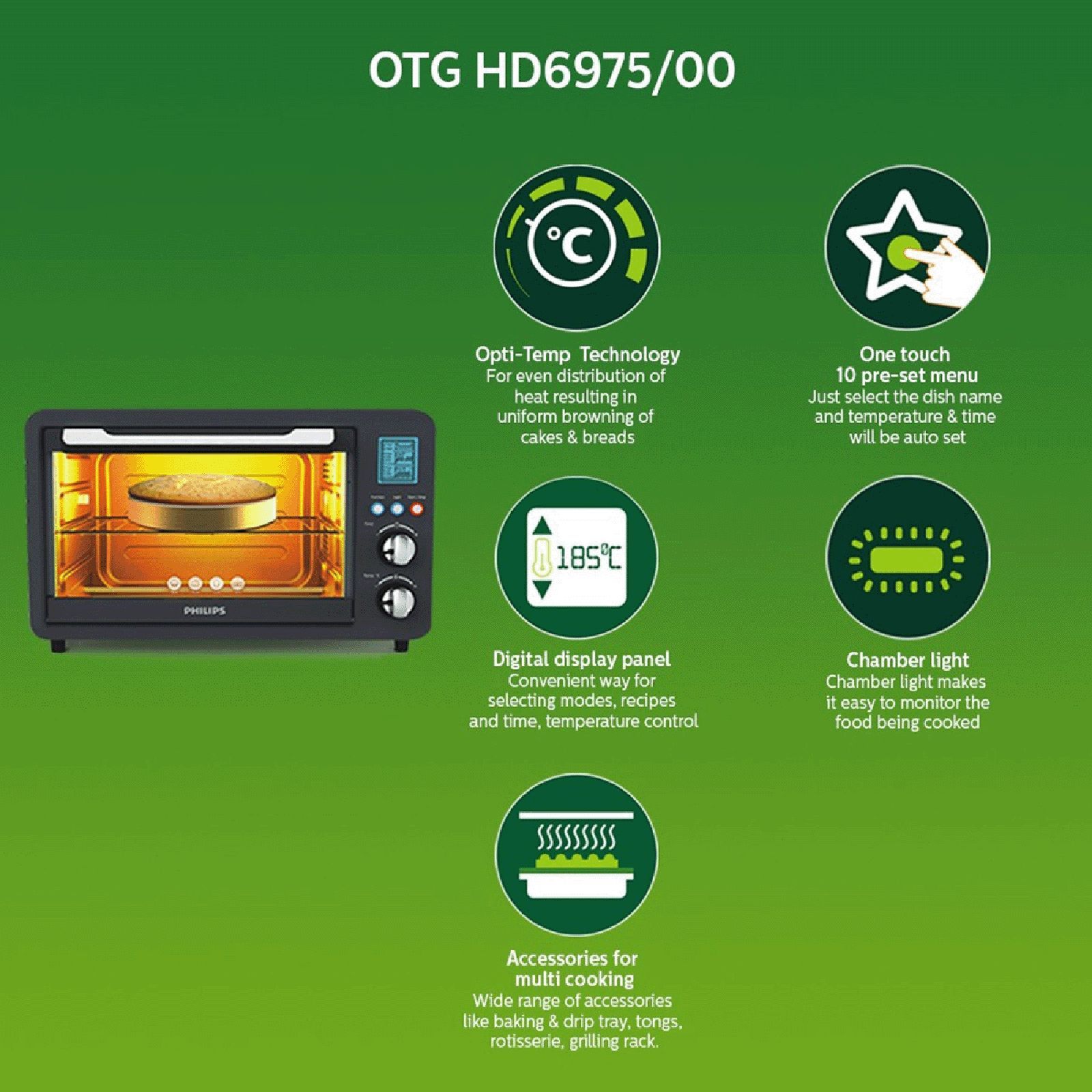 PHILIPS Viva Collection 25L Oven Toaster Grill with Opti Temp Technology (HD6975/00, Anthracite)_12