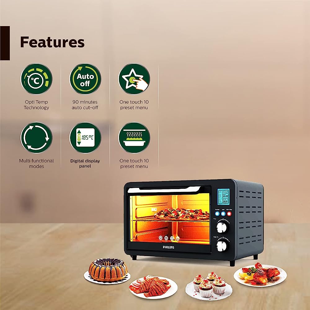 PHILIPS Viva Collection 25L Oven Toaster Grill with Opti Temp Technology (HD6975/00, Anthracite)_16